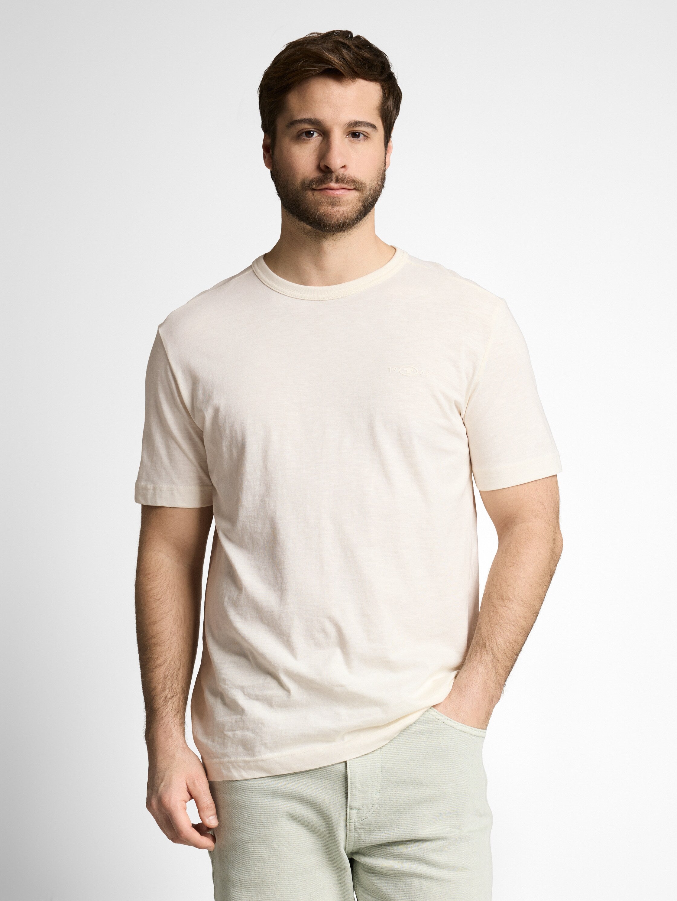 Tom Tailor Herren T-Shirts kurz Gardenia White