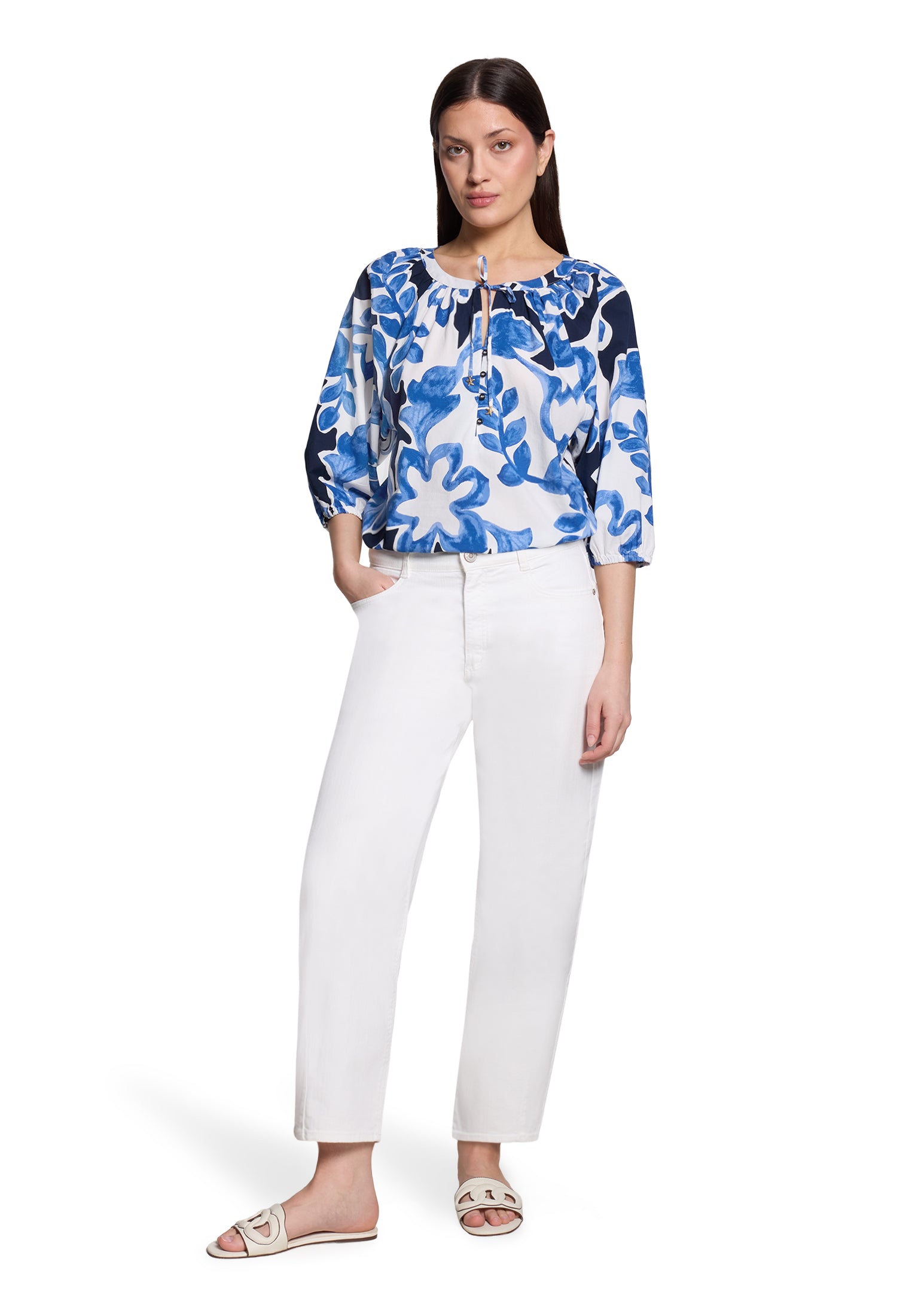 Betty & Co Damen Blusen Cream/Dark Blue