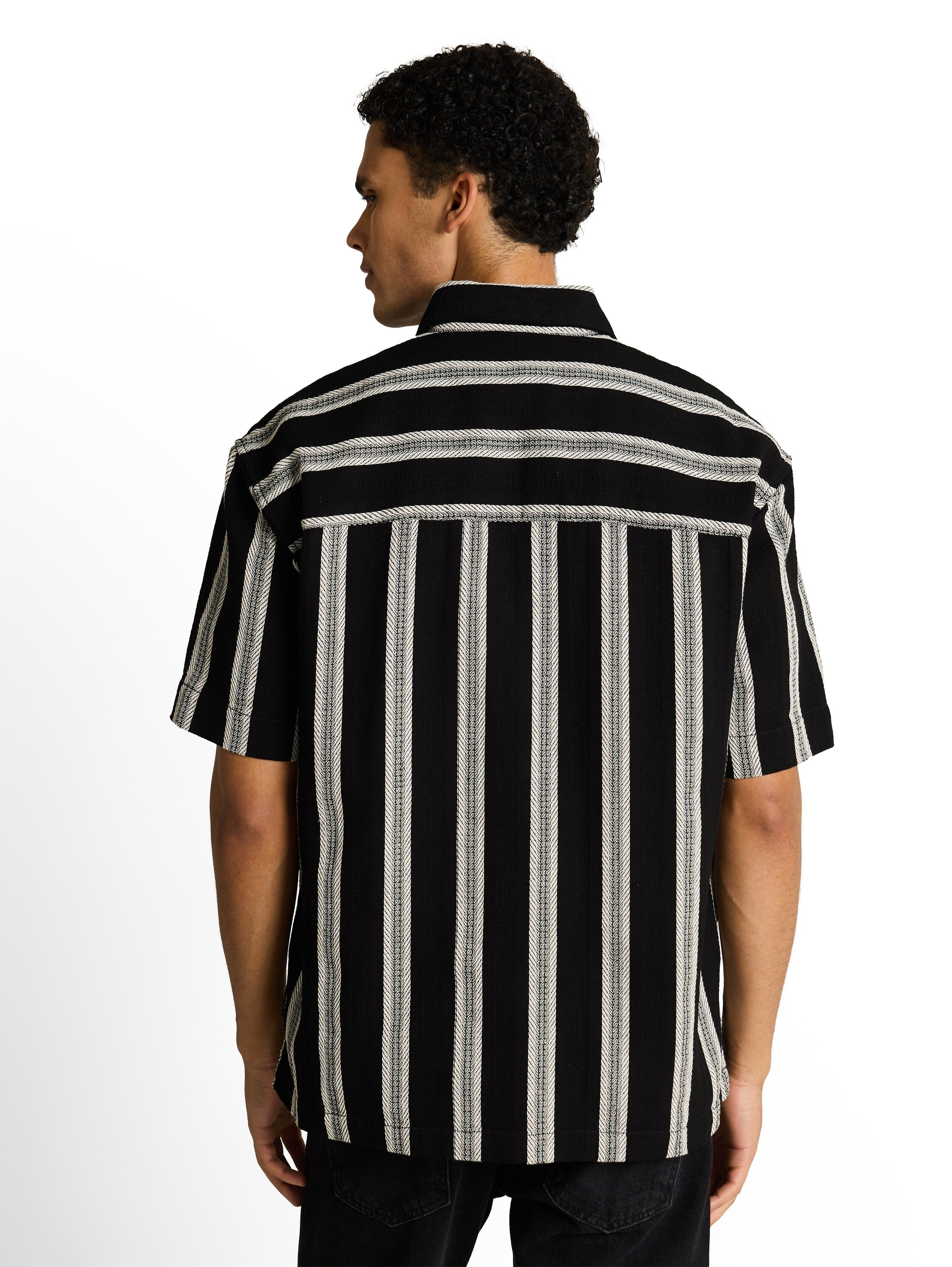 Tom Tailor denim Herren Hemden kurz Black Big Strip