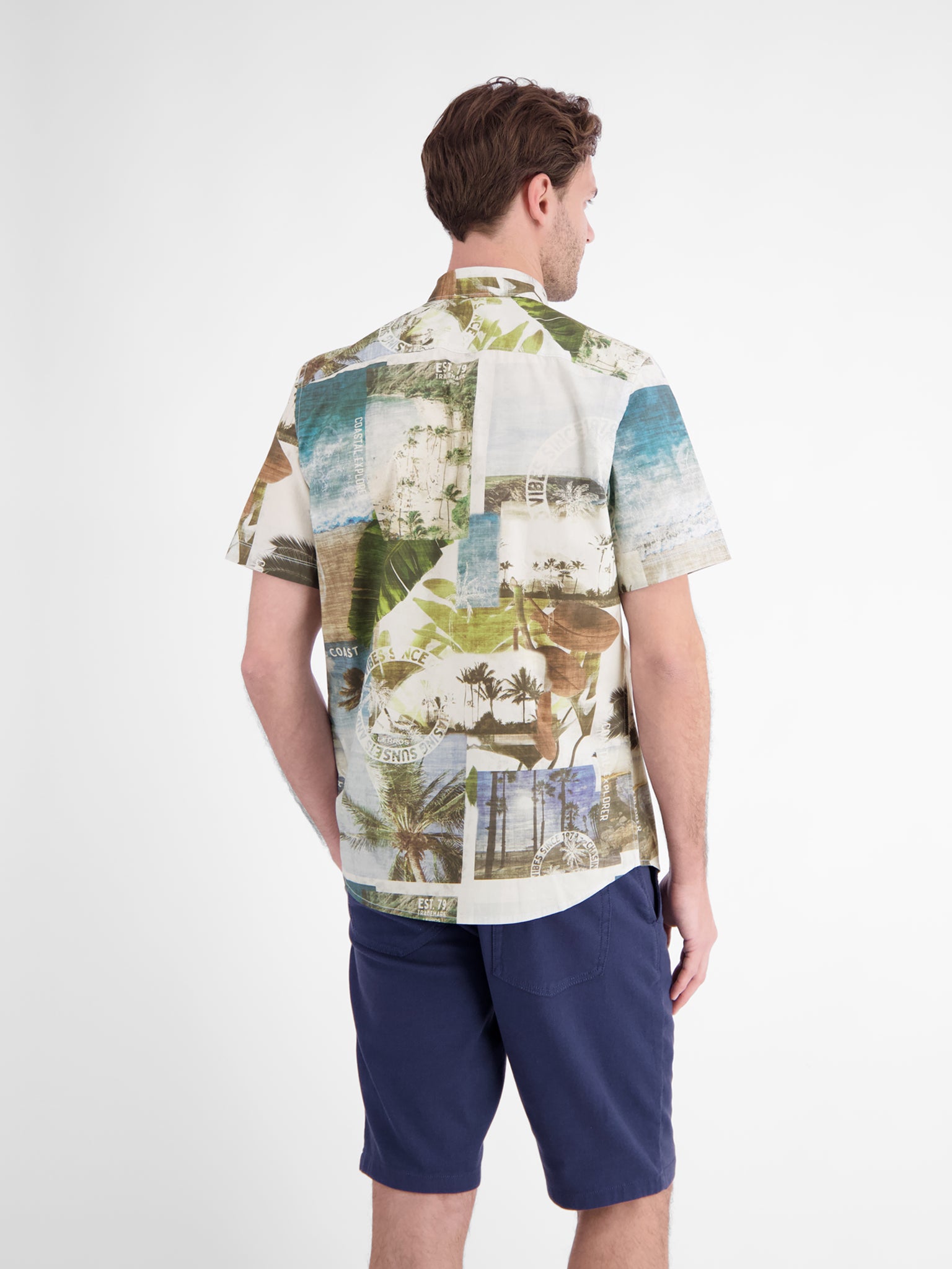 Lerros Herren Hemden kurz Reef Blue