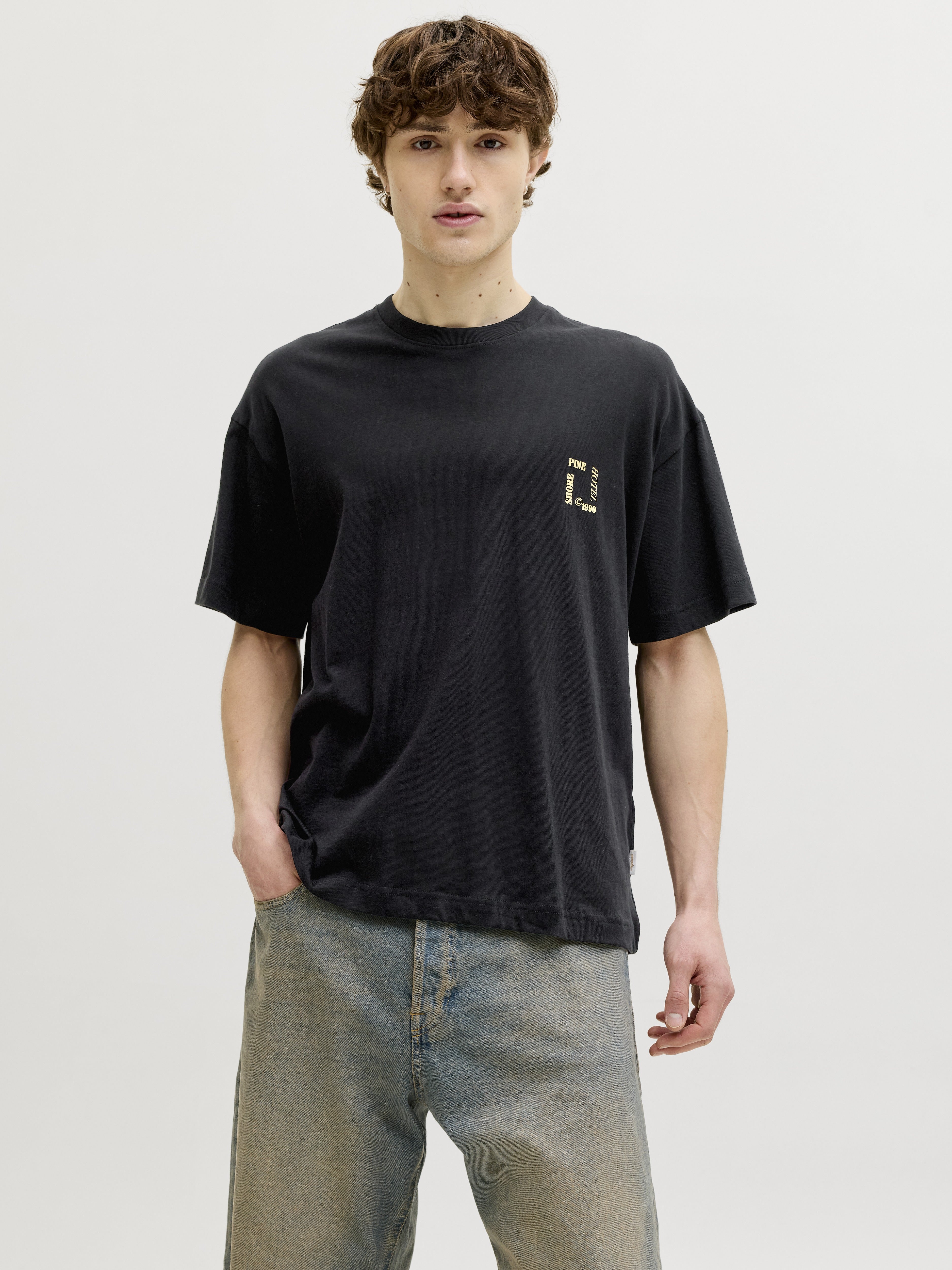 Jack & Jones Herren T-Shirts kurz Black/W. Colorf