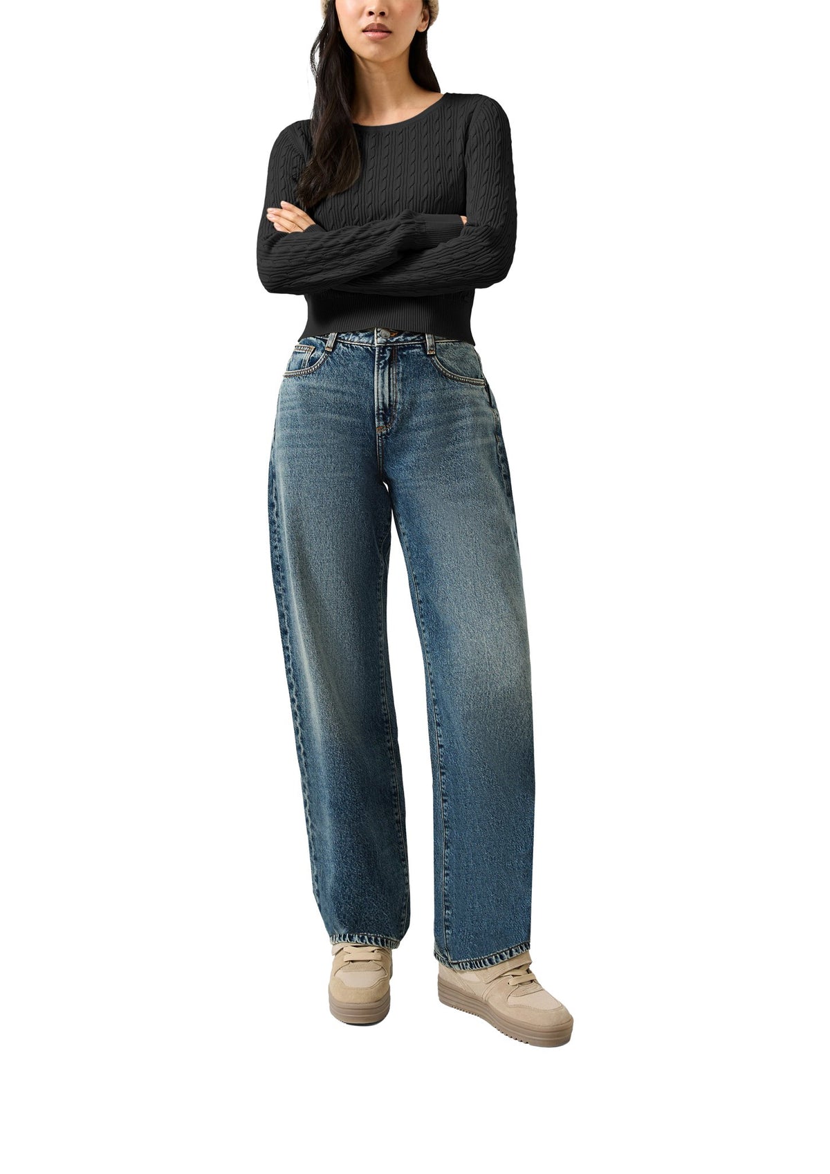 QS by S.Oliver Damen Pullover  Grey/Black
