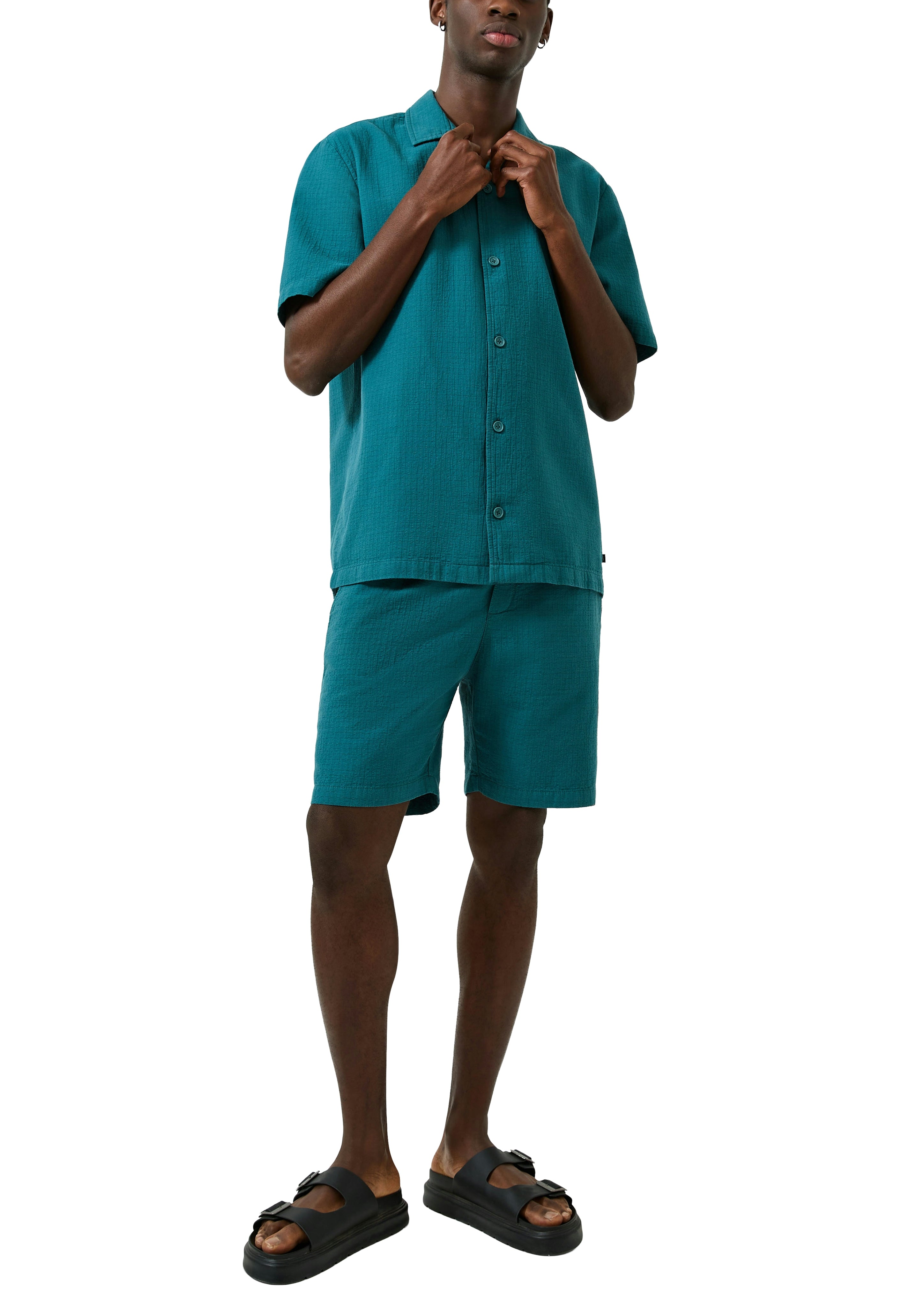 QS by S.Oliver Herren Hemden kurz Blue Green