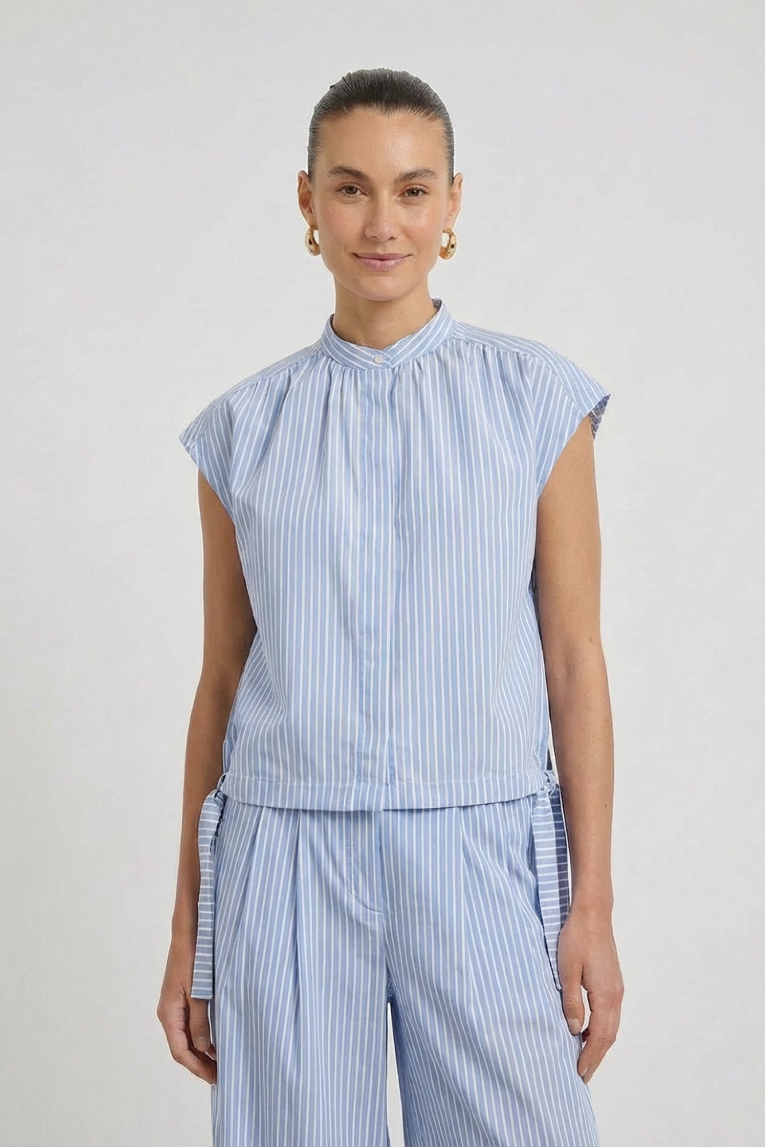 Oui Damen Blusen  Lt Blue Wh