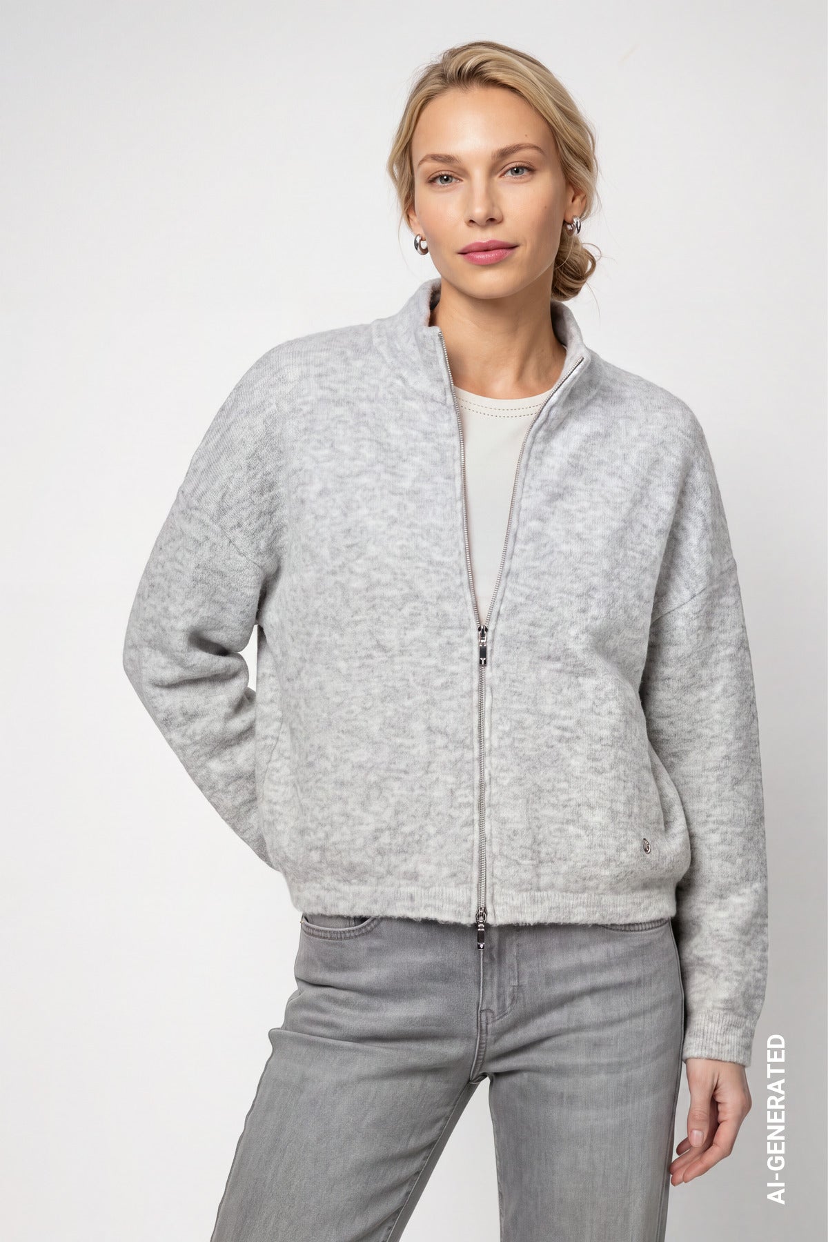 Monari Damen Strickjacken  Light Grey