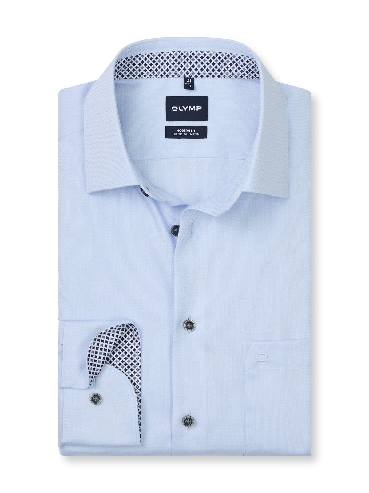 Olymp Herren Hemden lang Bleu