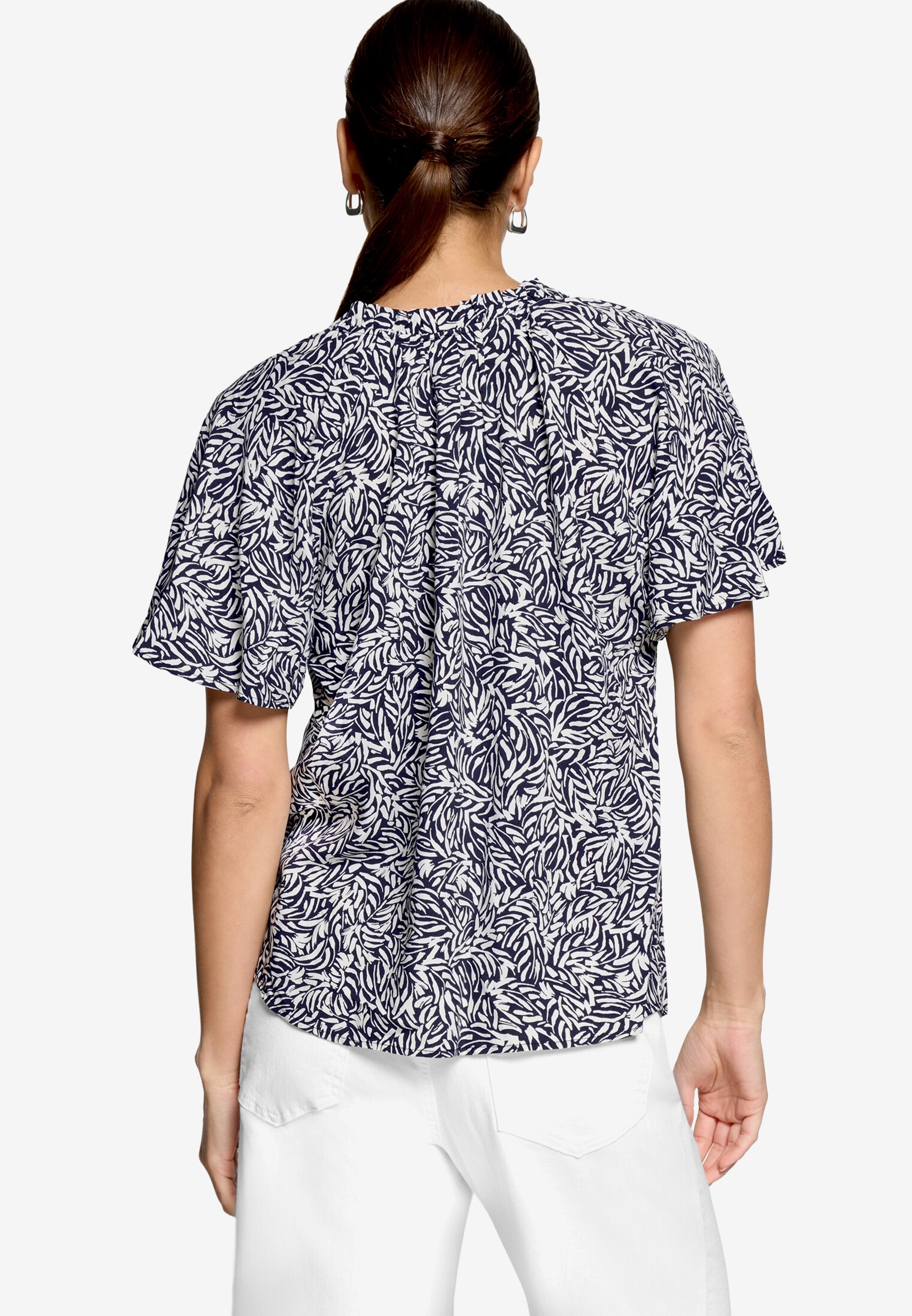 Zero Damen Blusen kurz Dark Blue/Cream