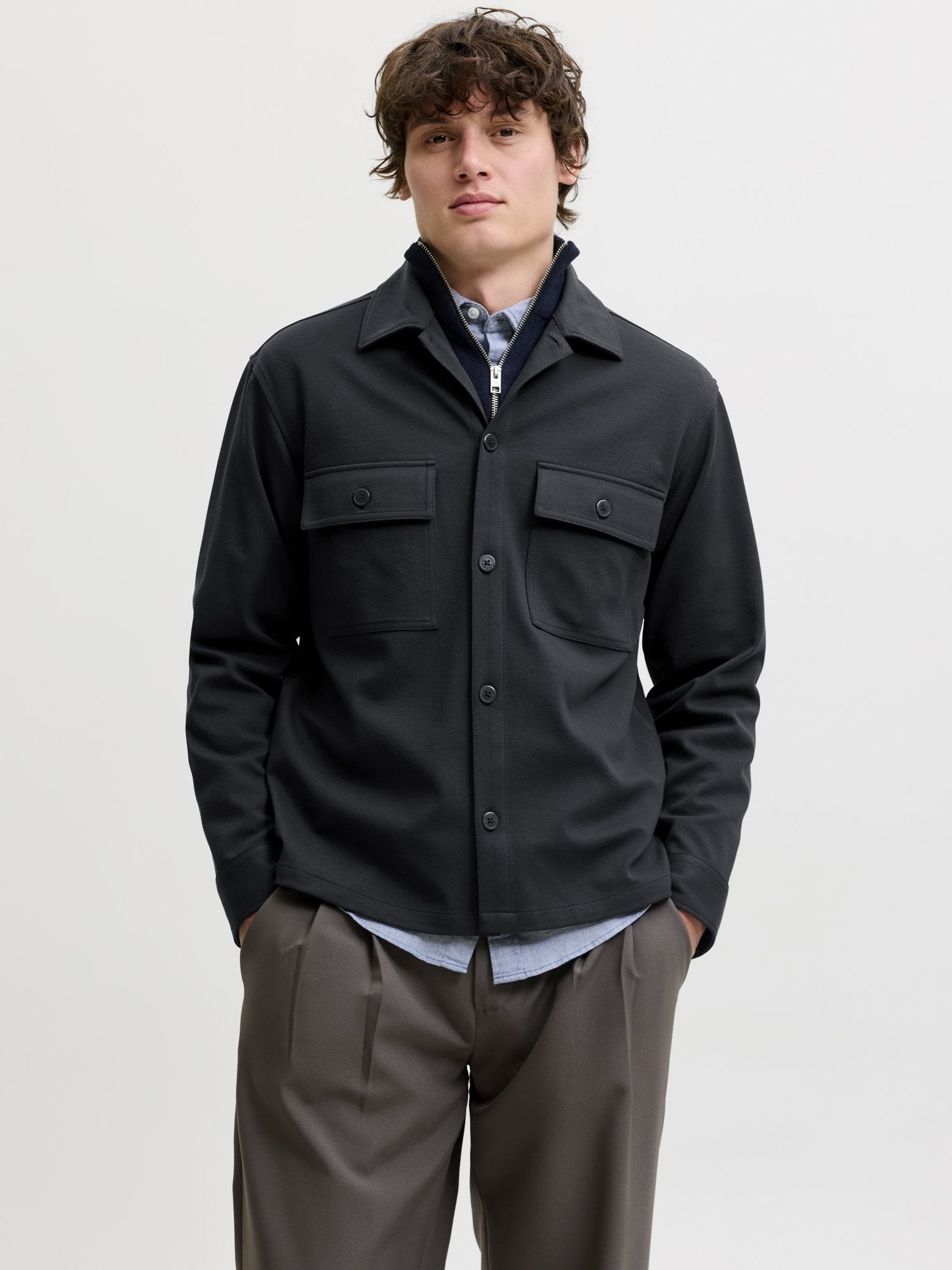 Jack & Jones Herren Hemden lang Dark Navy