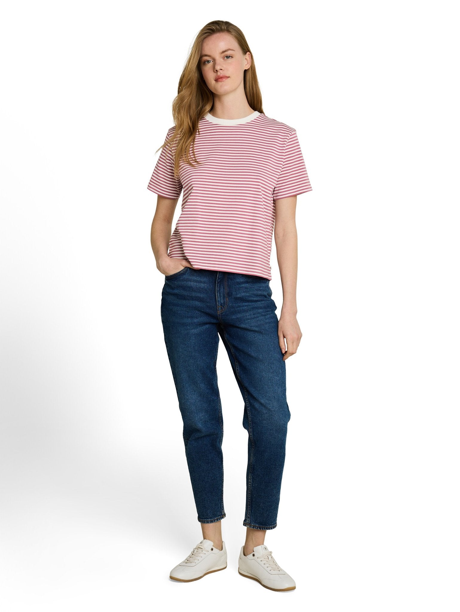Tom Tailor denim Damen T-Shirts Mauve White Str