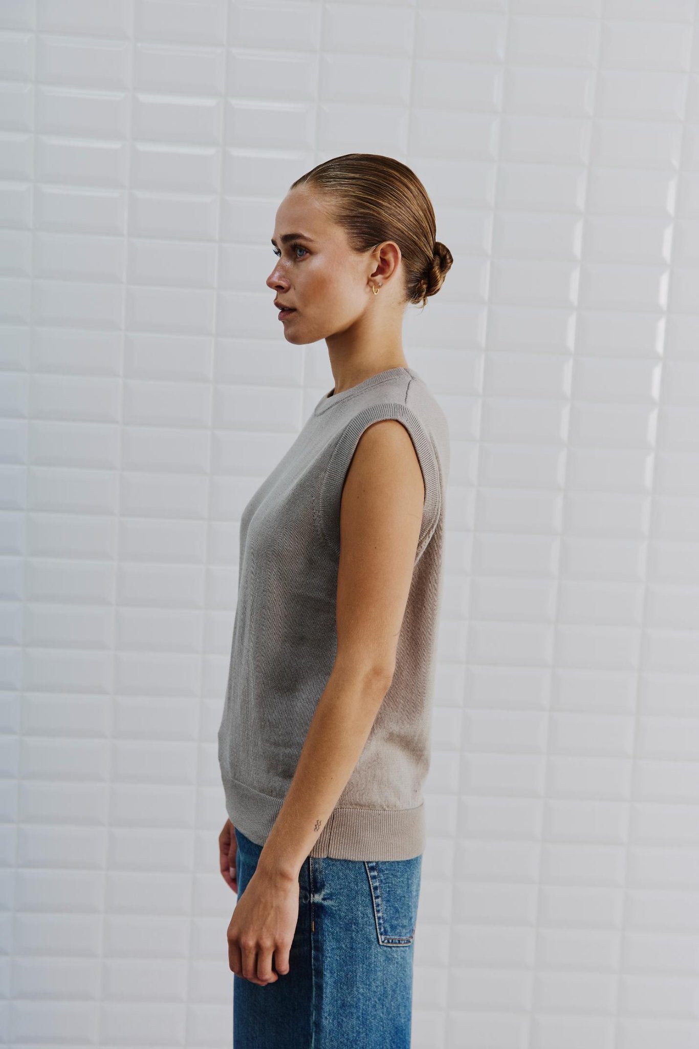 Withblack Damen Tops Grey Sand