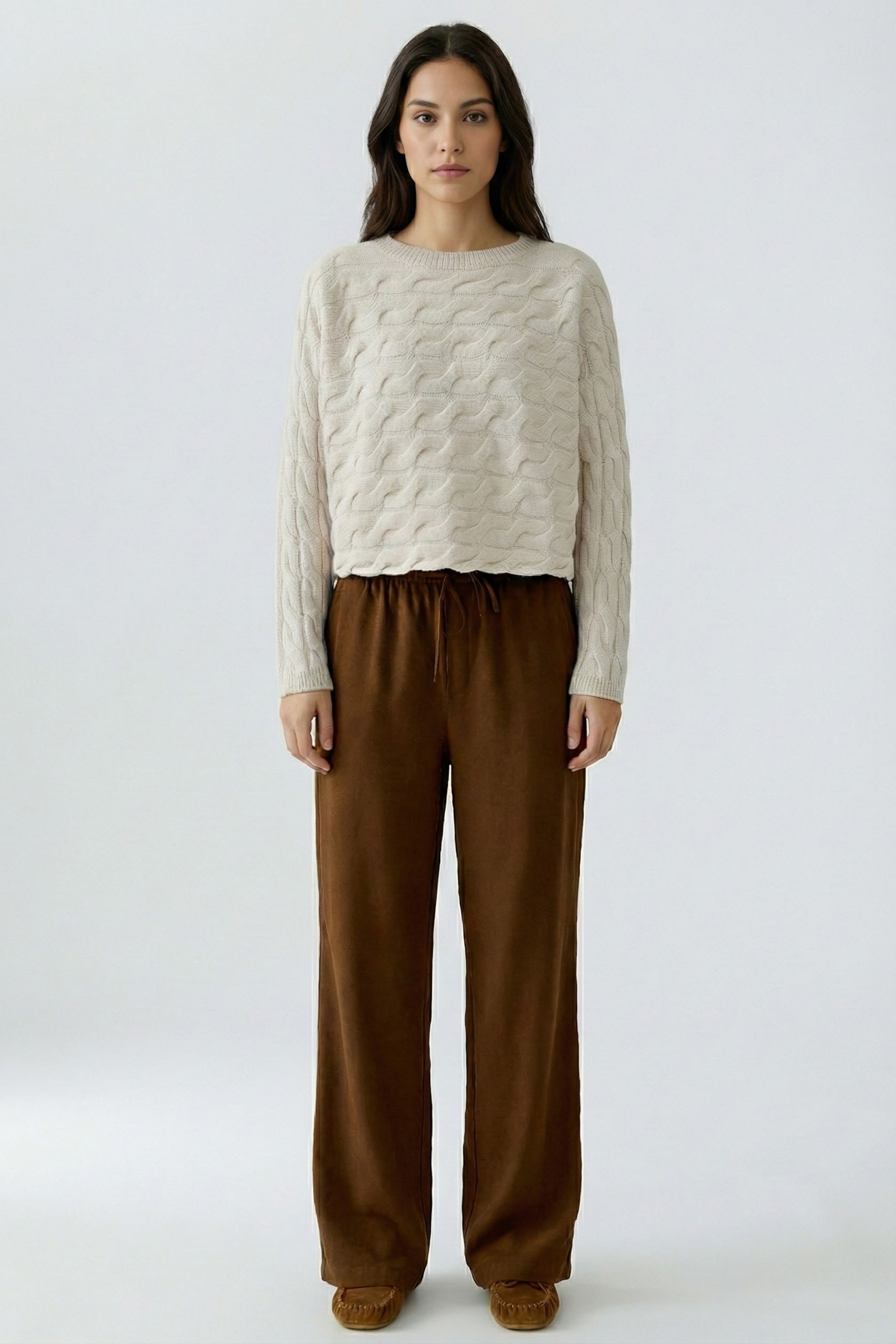 Oui Damen Pullover  Offwhite