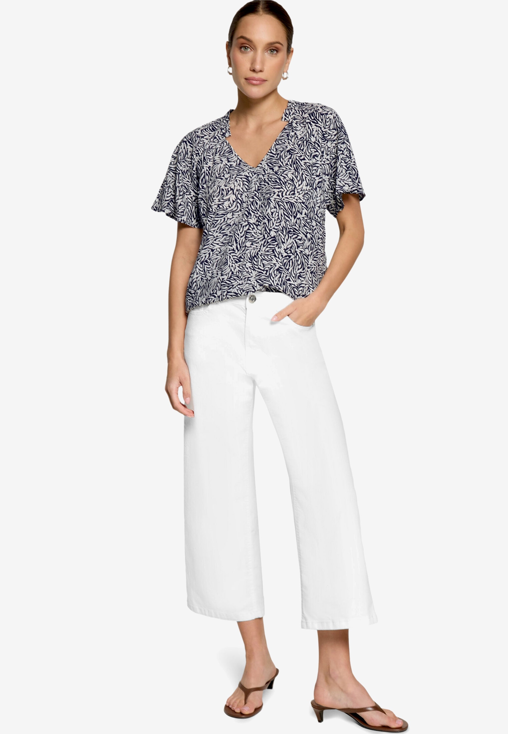 Zero Damen Blusen kurz Dark Blue/Cream