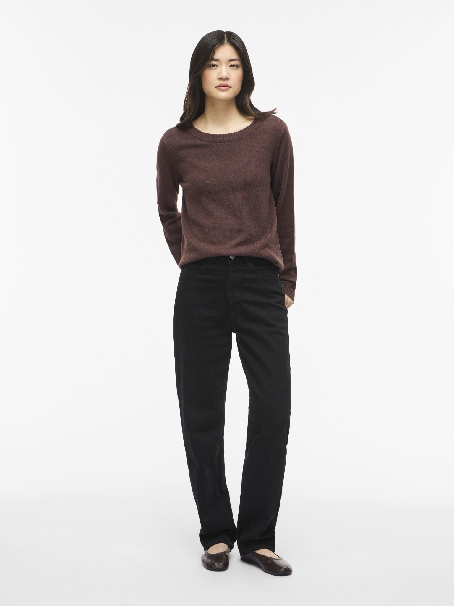 Vila Damen Pullover Coffee Bean