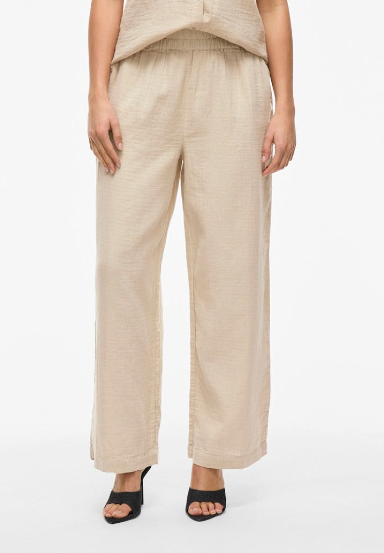 Vila Damen Hosen Feather Gray