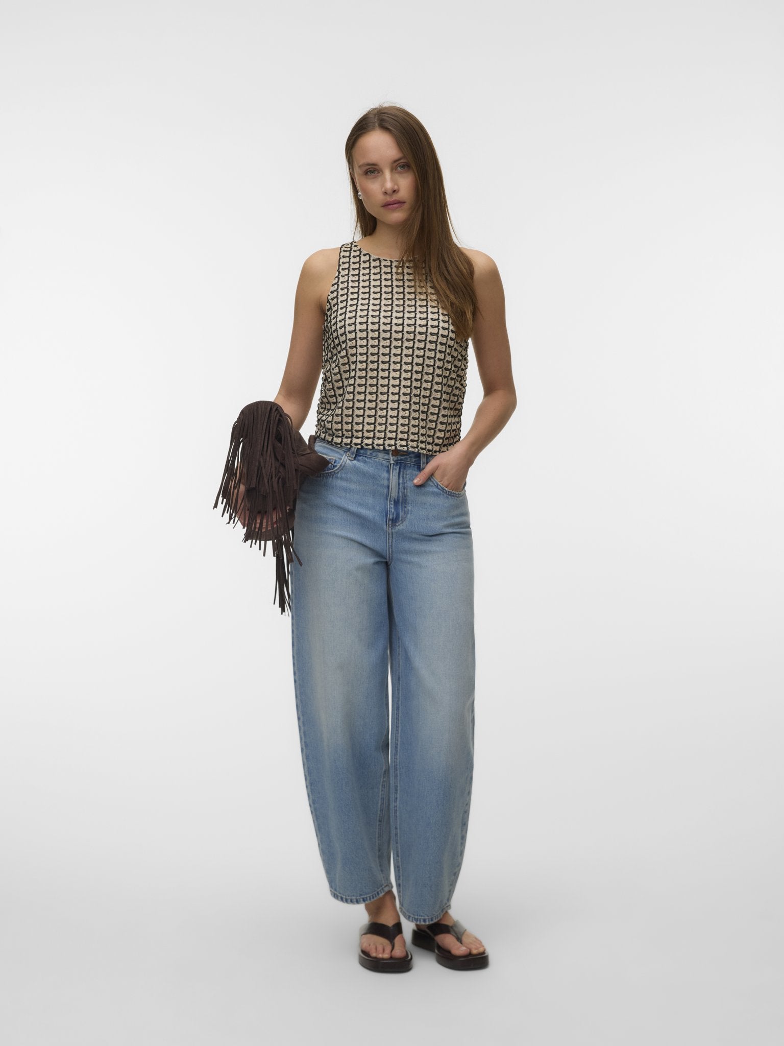 Vero Moda Damen T-Shirts Oatmeal/Black