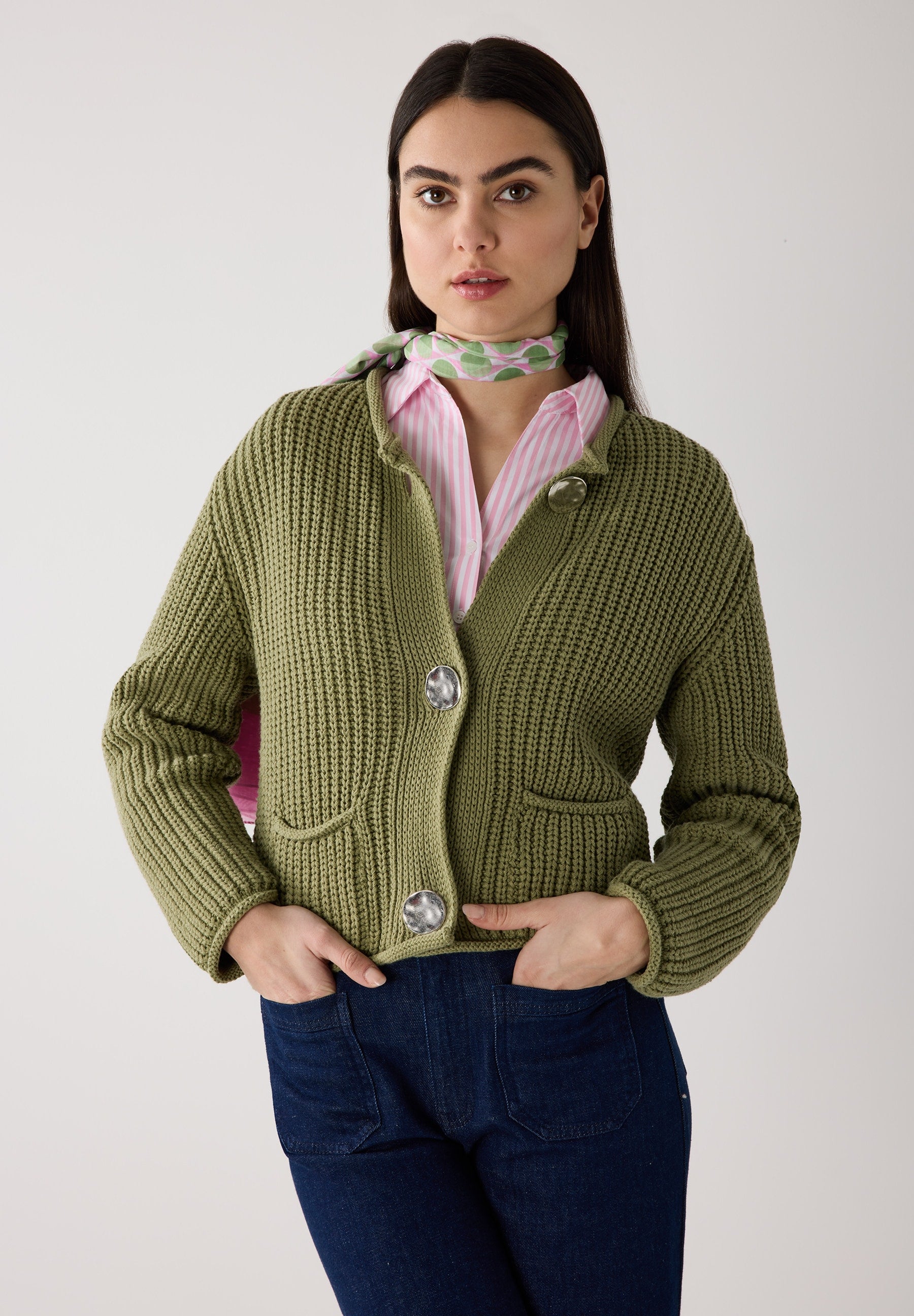 More & More Damen Strickjacken  Spring Gre