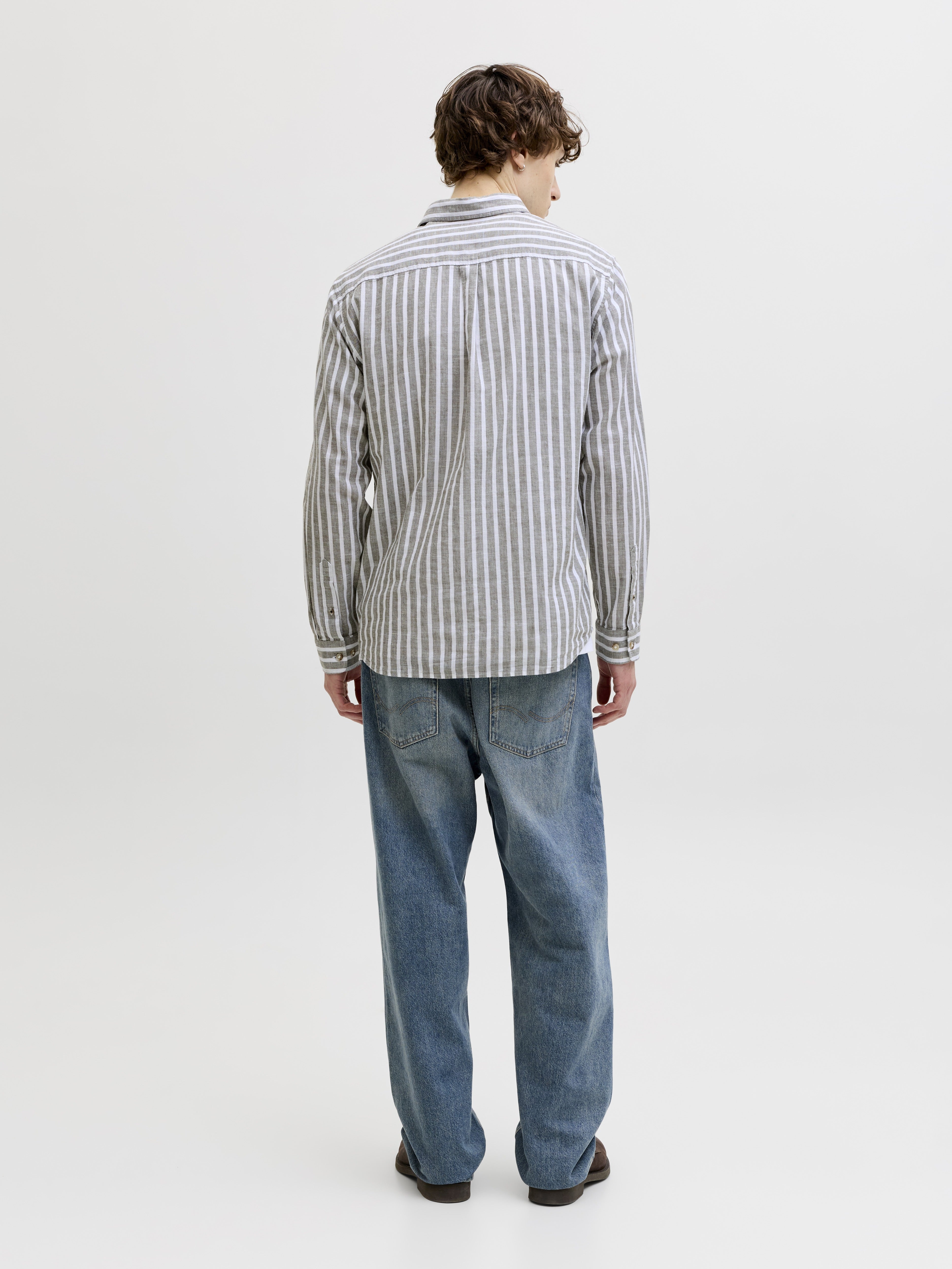 Jack & Jones Herren Hemden lang Vetiver/Stripes