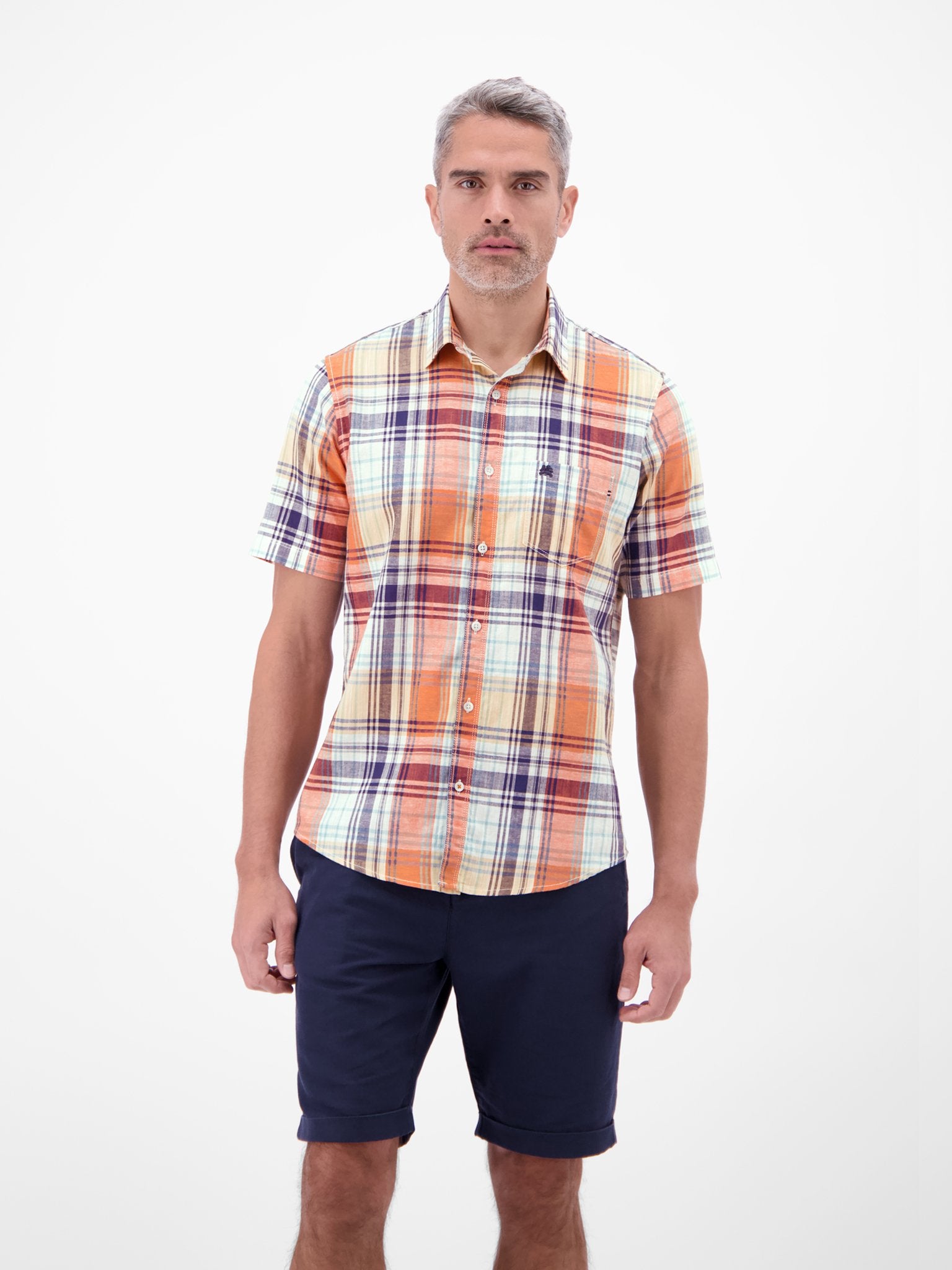 Lerros Herren Hemden kurz Broken White