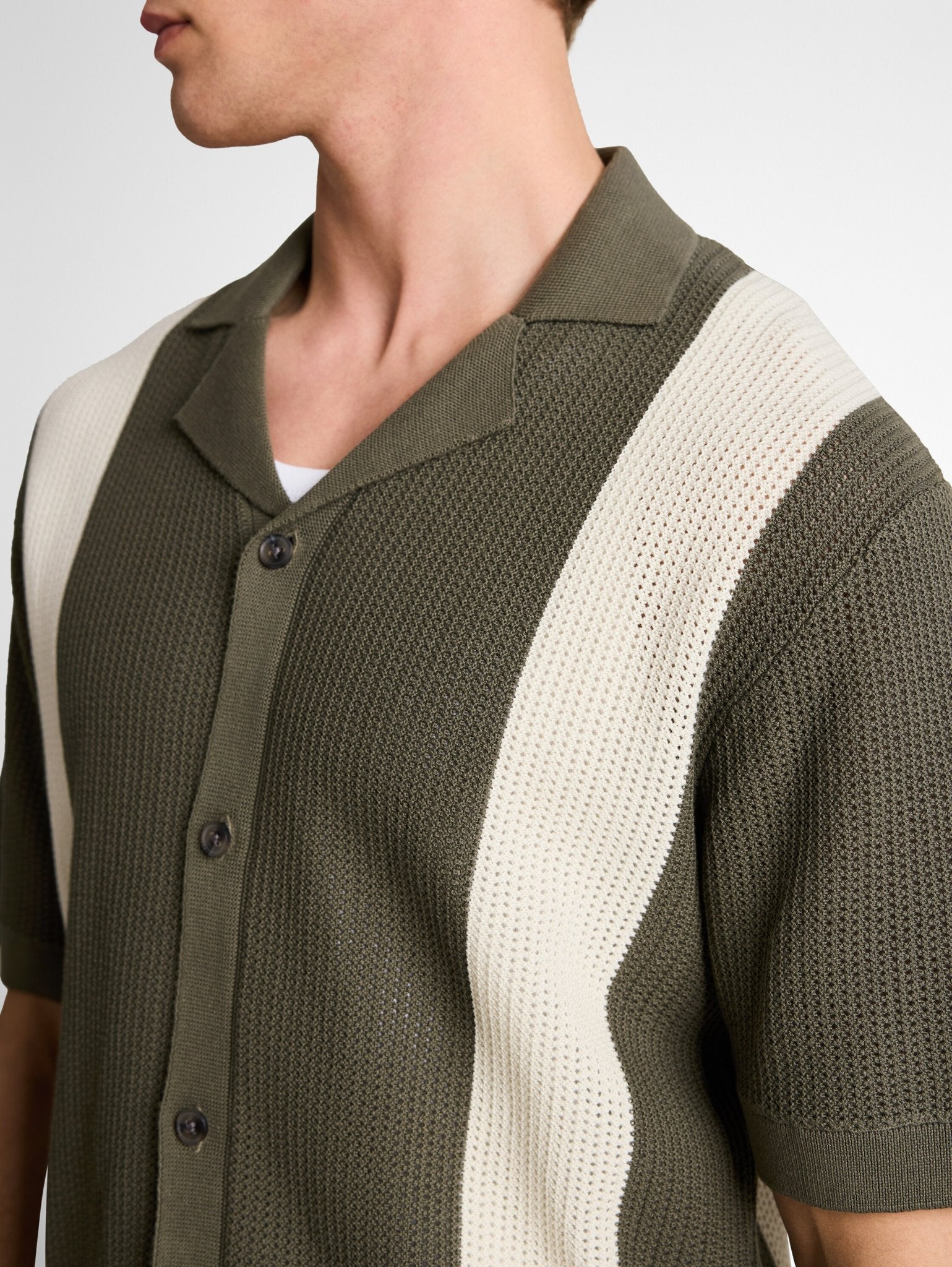 Tom Tailor denim Herren Pullover Faded Green Whi