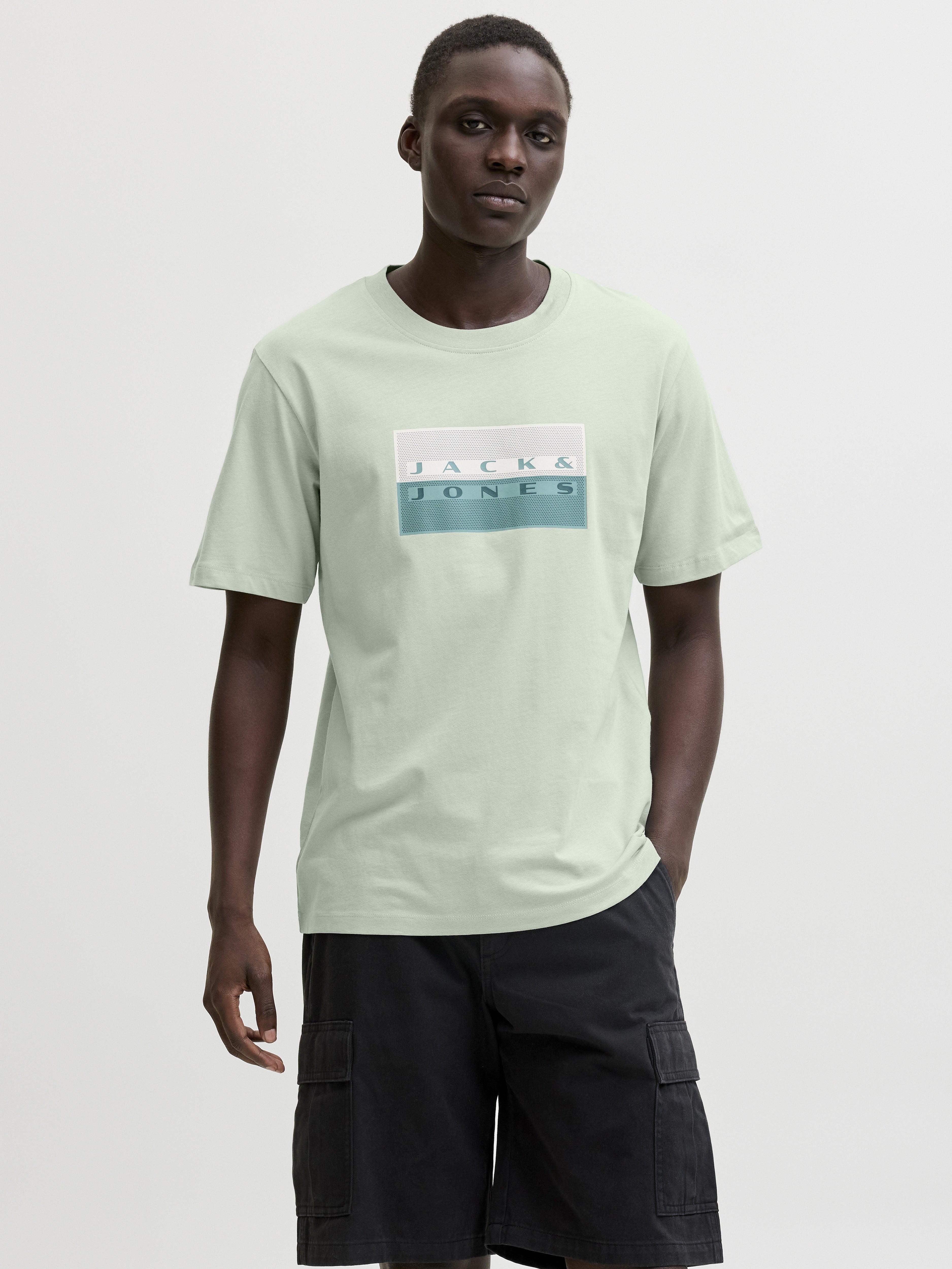 Jack & Jones Herren T-Shirts kurz Aqua Gray