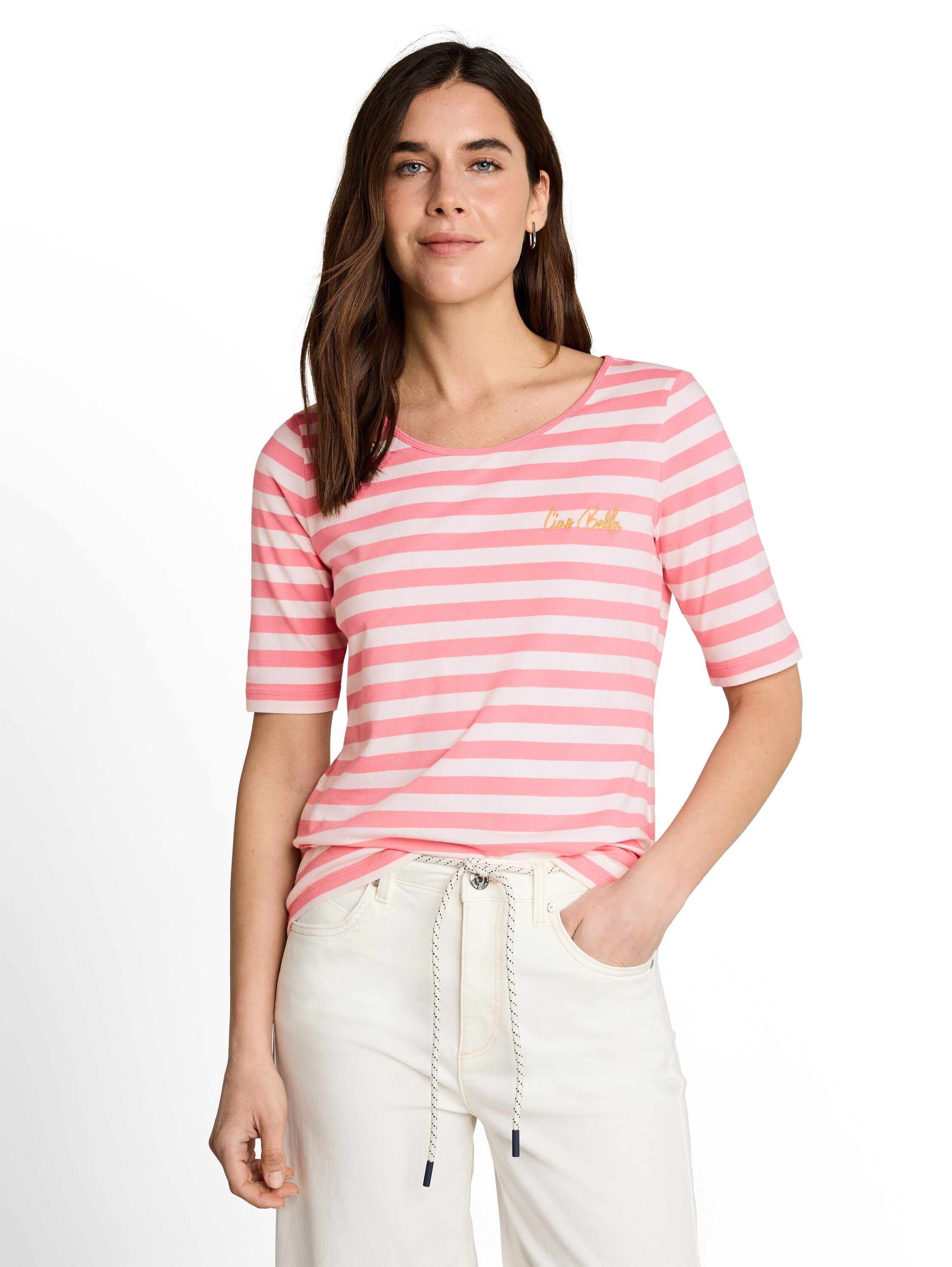 Tom Tailor Damen T-Shirts Pink White Stri