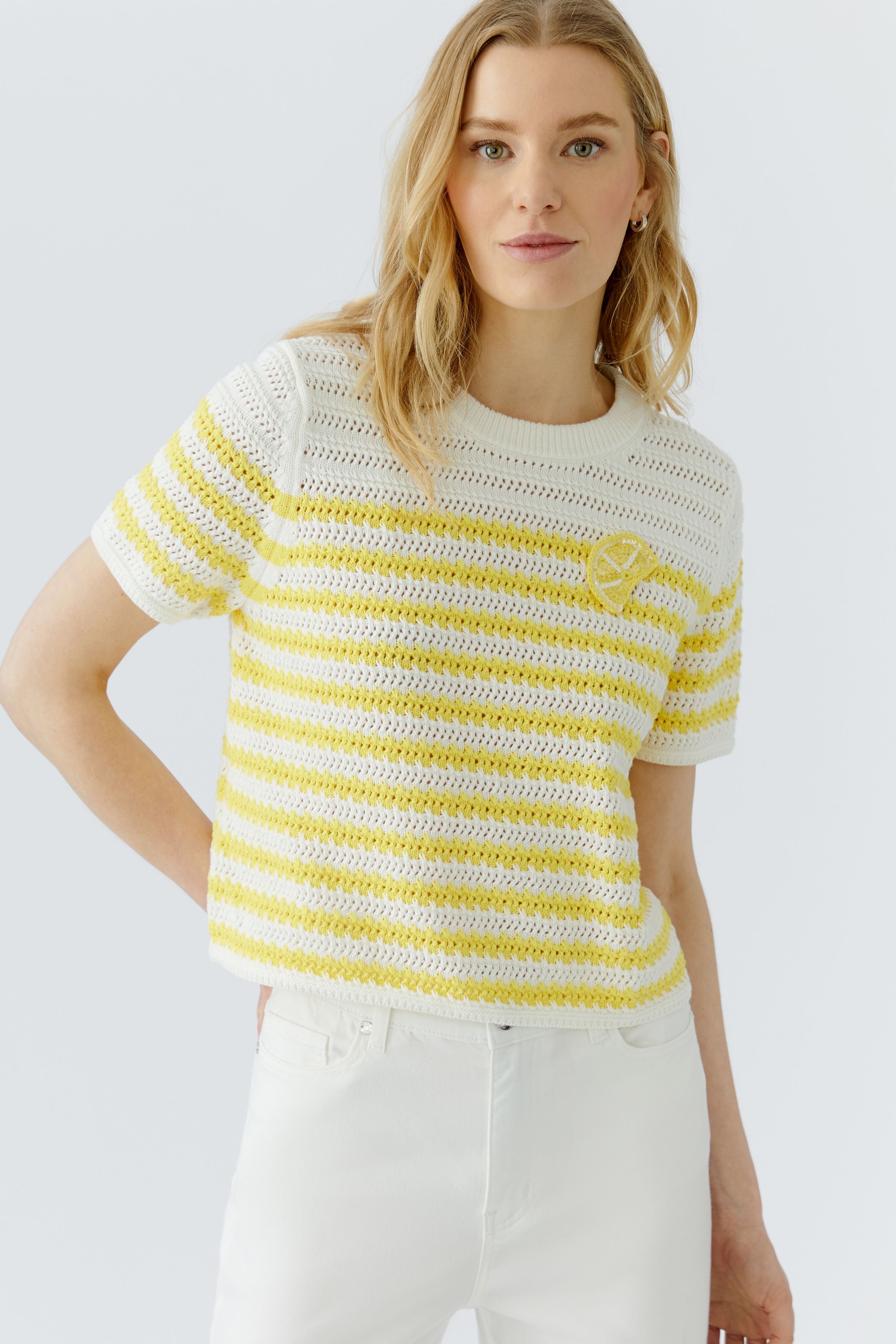 Oui Damen Pullover White Yell