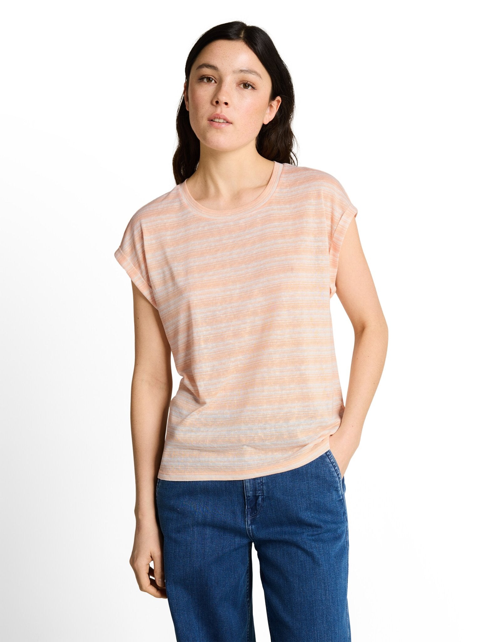 Tom Tailor denim Damen T-Shirts Apricot White G