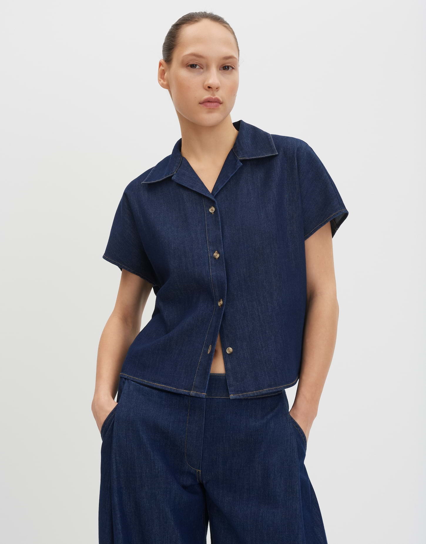 Someday Damen Blusen Rinsed Dark Blu