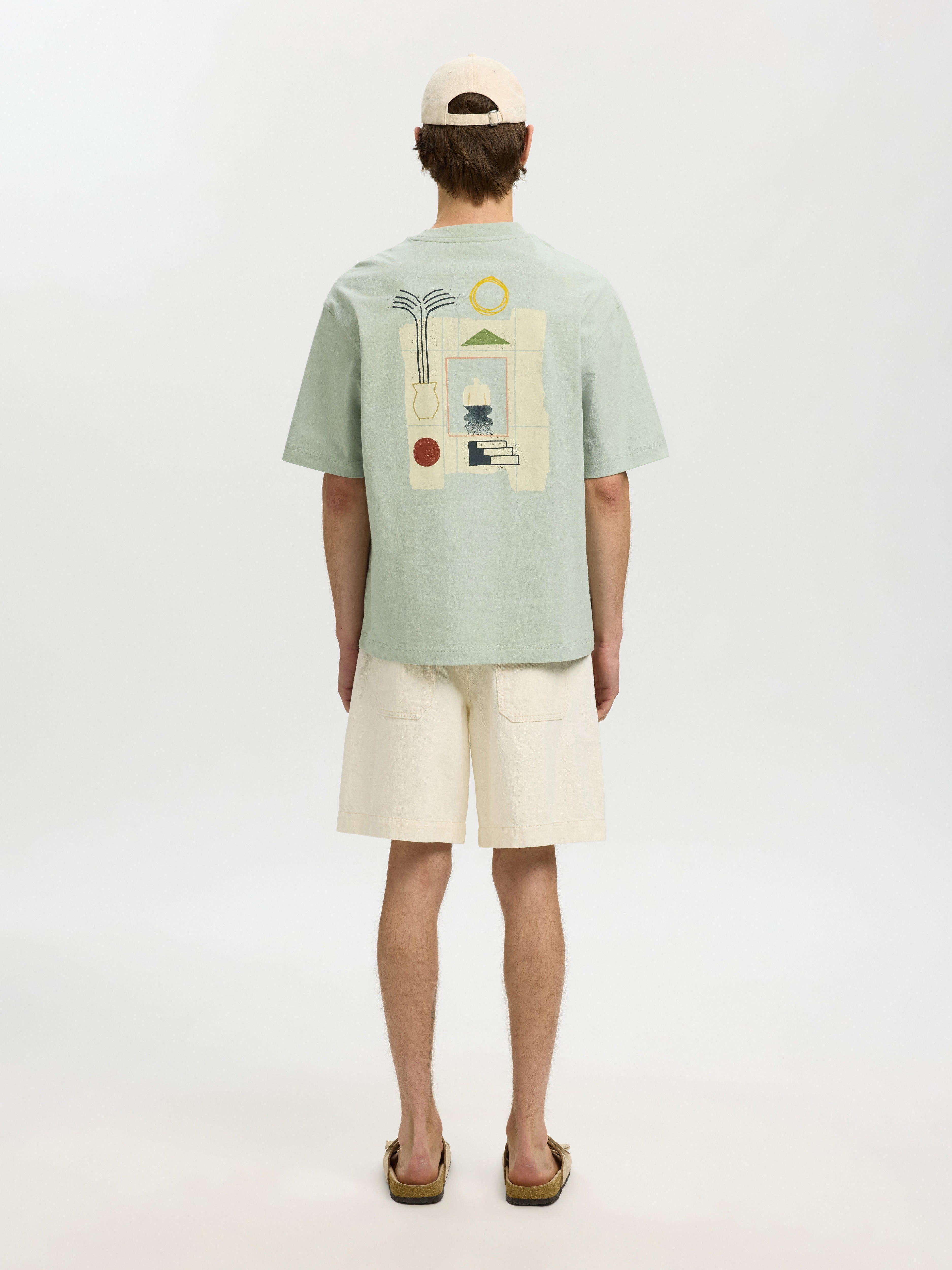 Selected homme Herren T-Shirts kurz  Aqua Gra