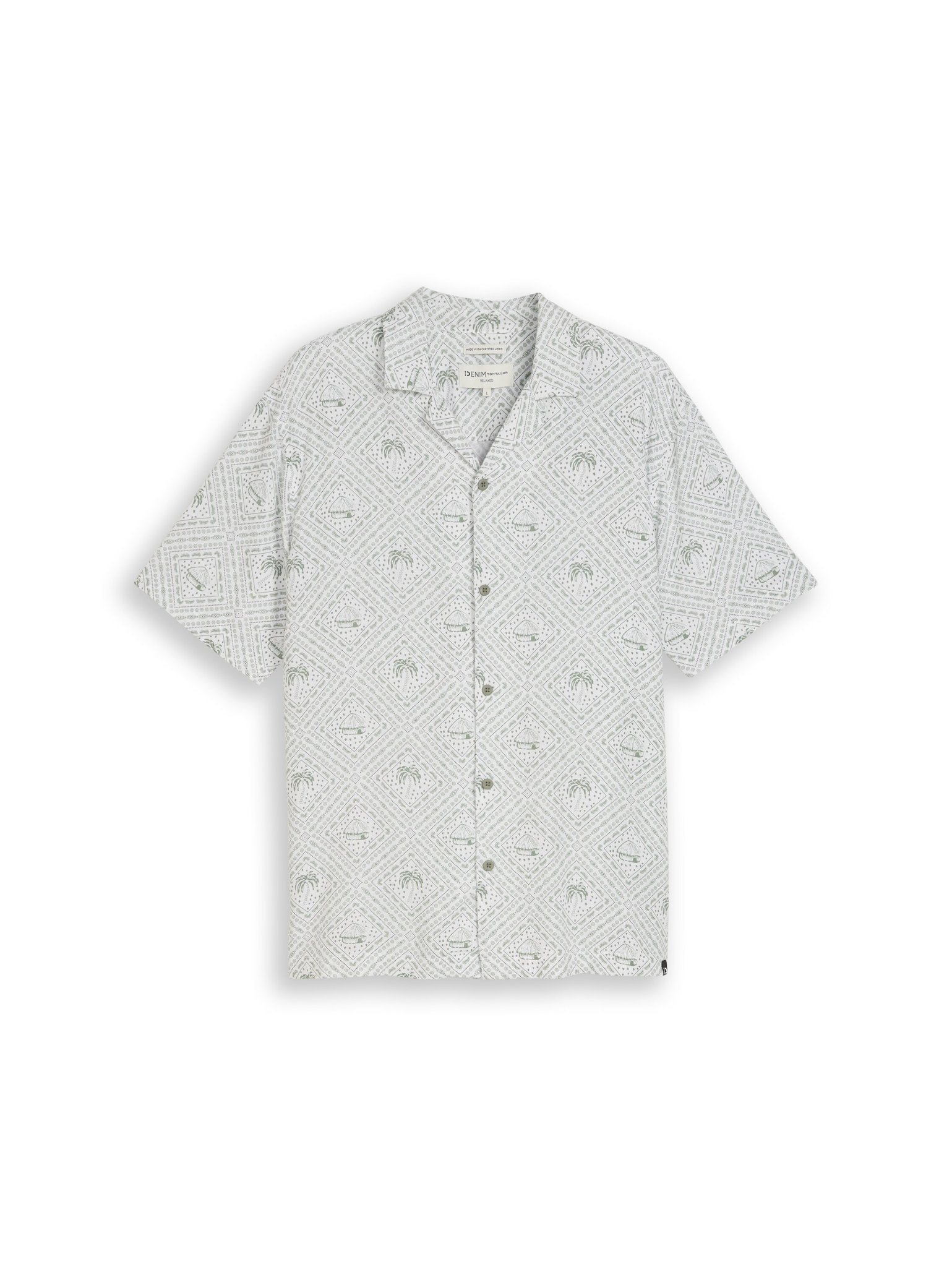 Tom Tailor denim Herren Hemden kurz Green White Tro