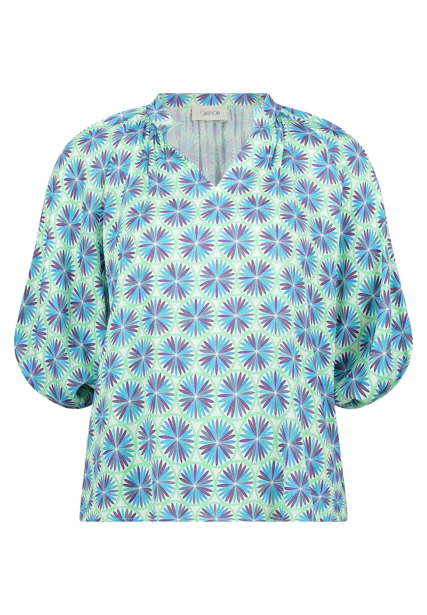 Cartoon Damen Blusen Green/Blue