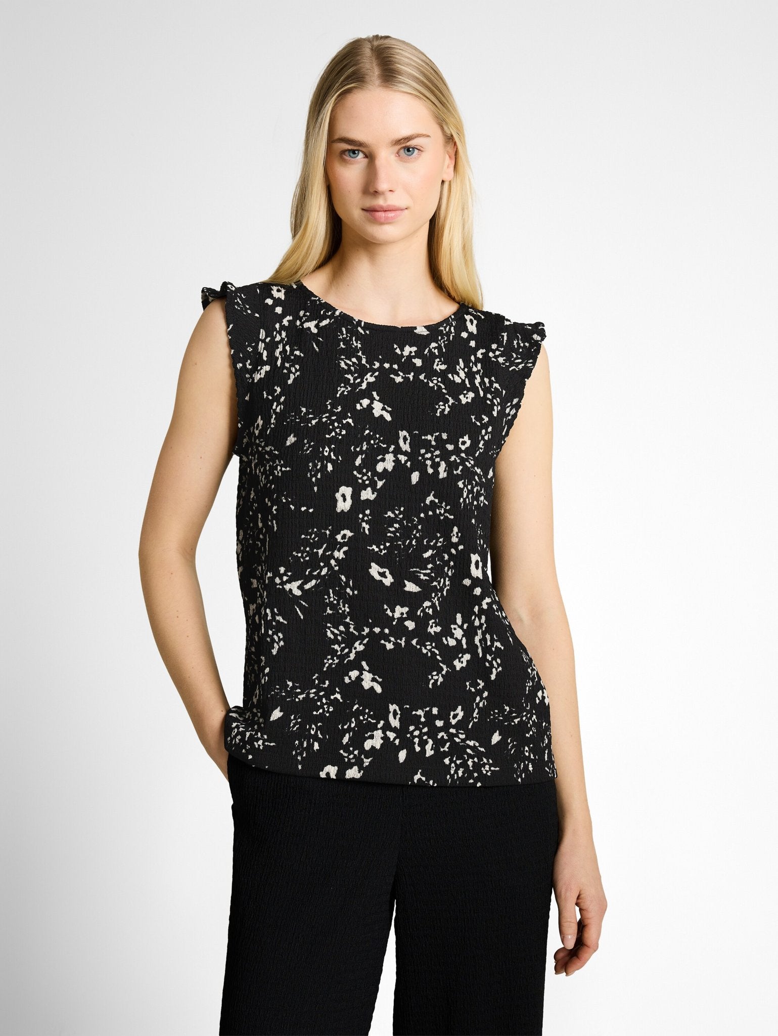 Tom Tailor denim Damen T-Shirts Black White Flo