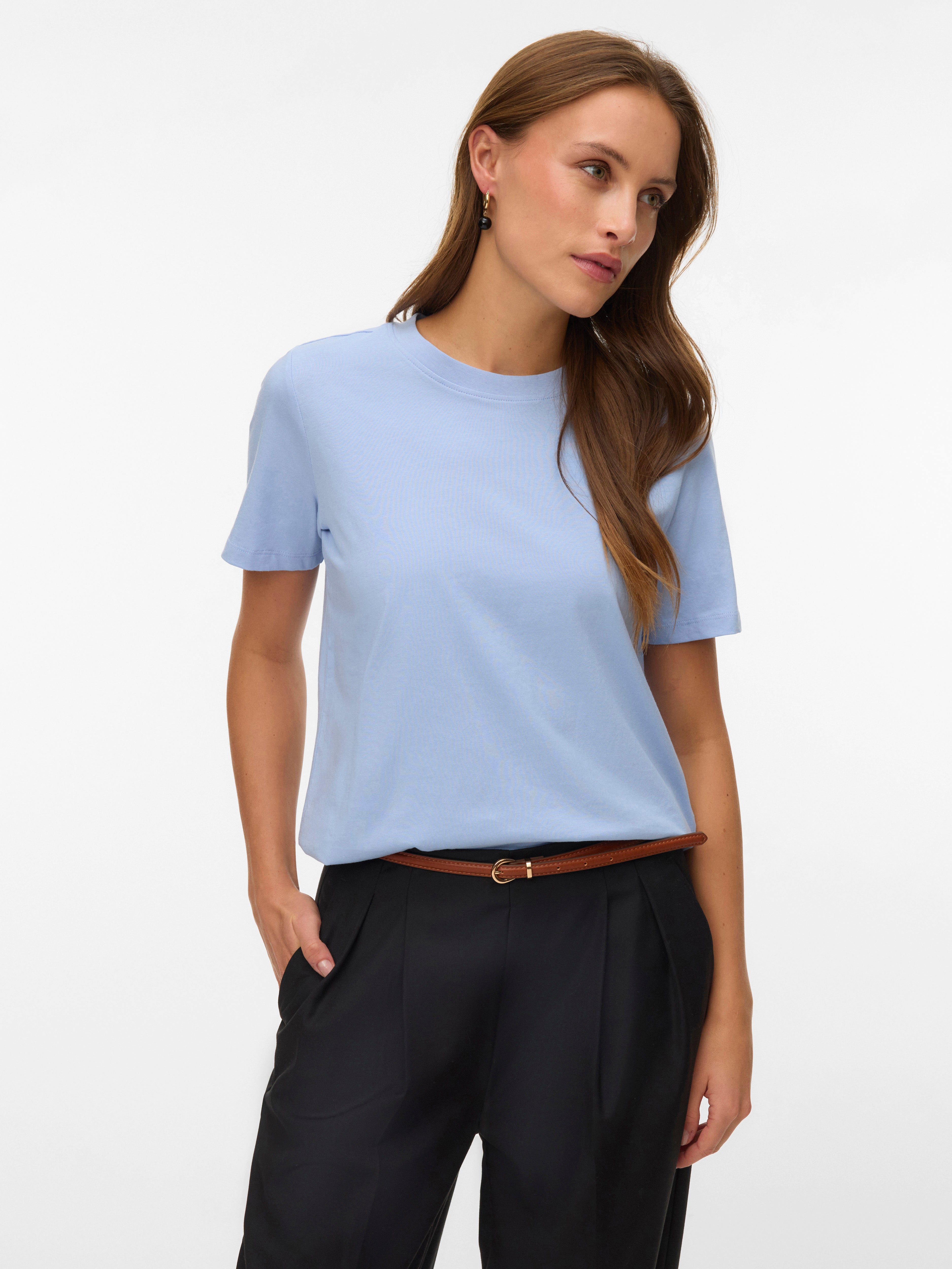 Vero Moda Damen T-Shirts Brunnera Blue