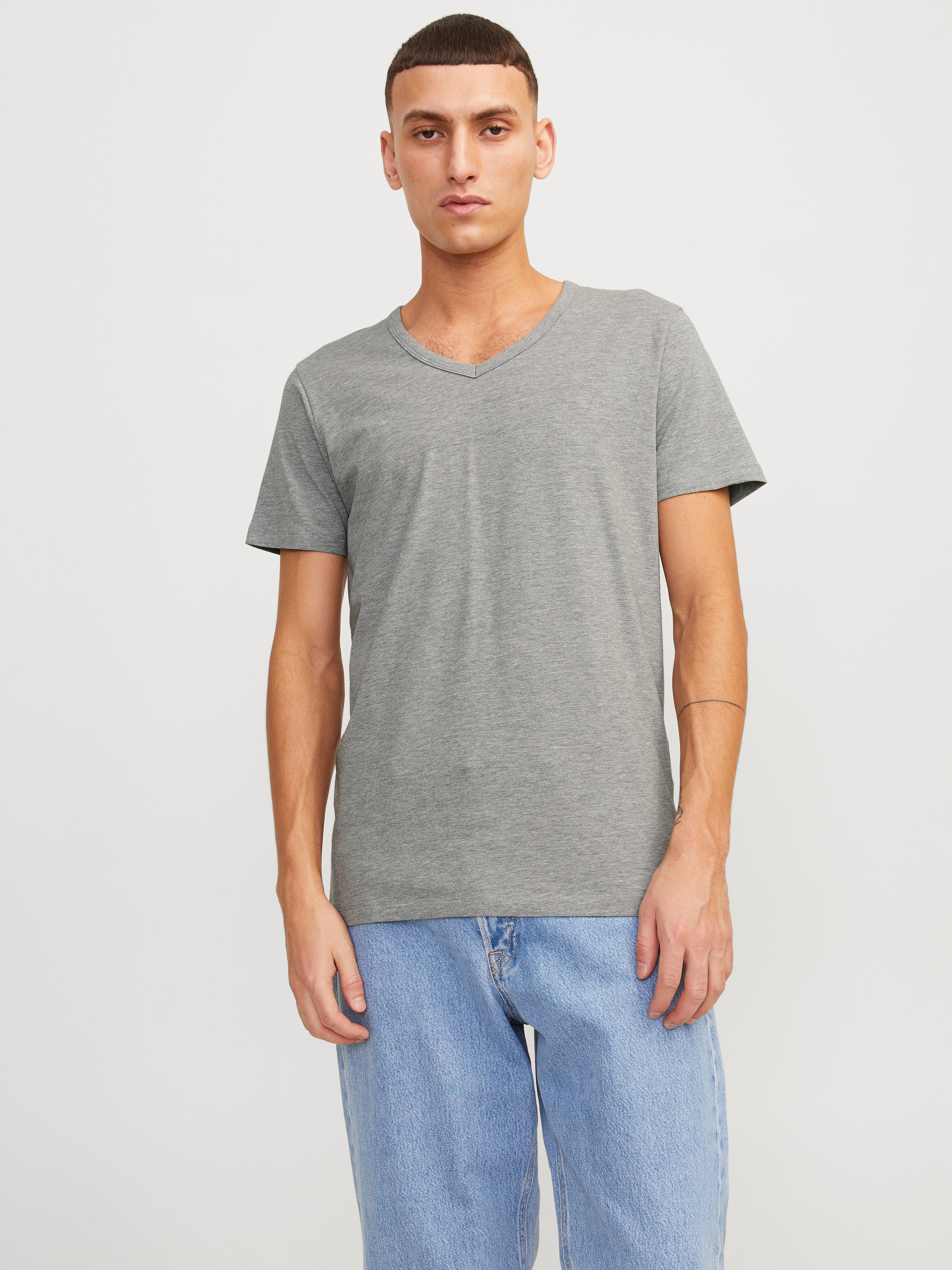 Jack & Jones Herren T-Shirts kurz Light Grey Mela