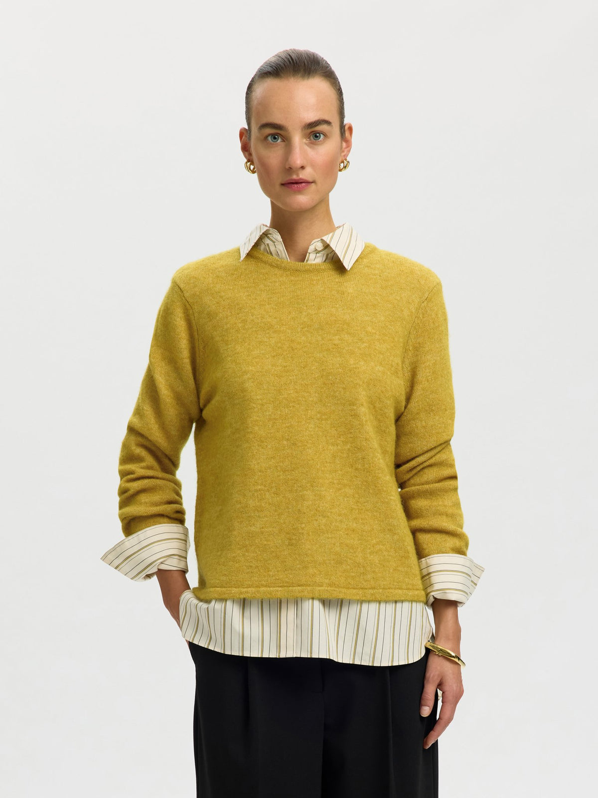 Selected Femme Damen Pullover Avocado Oil/Mel