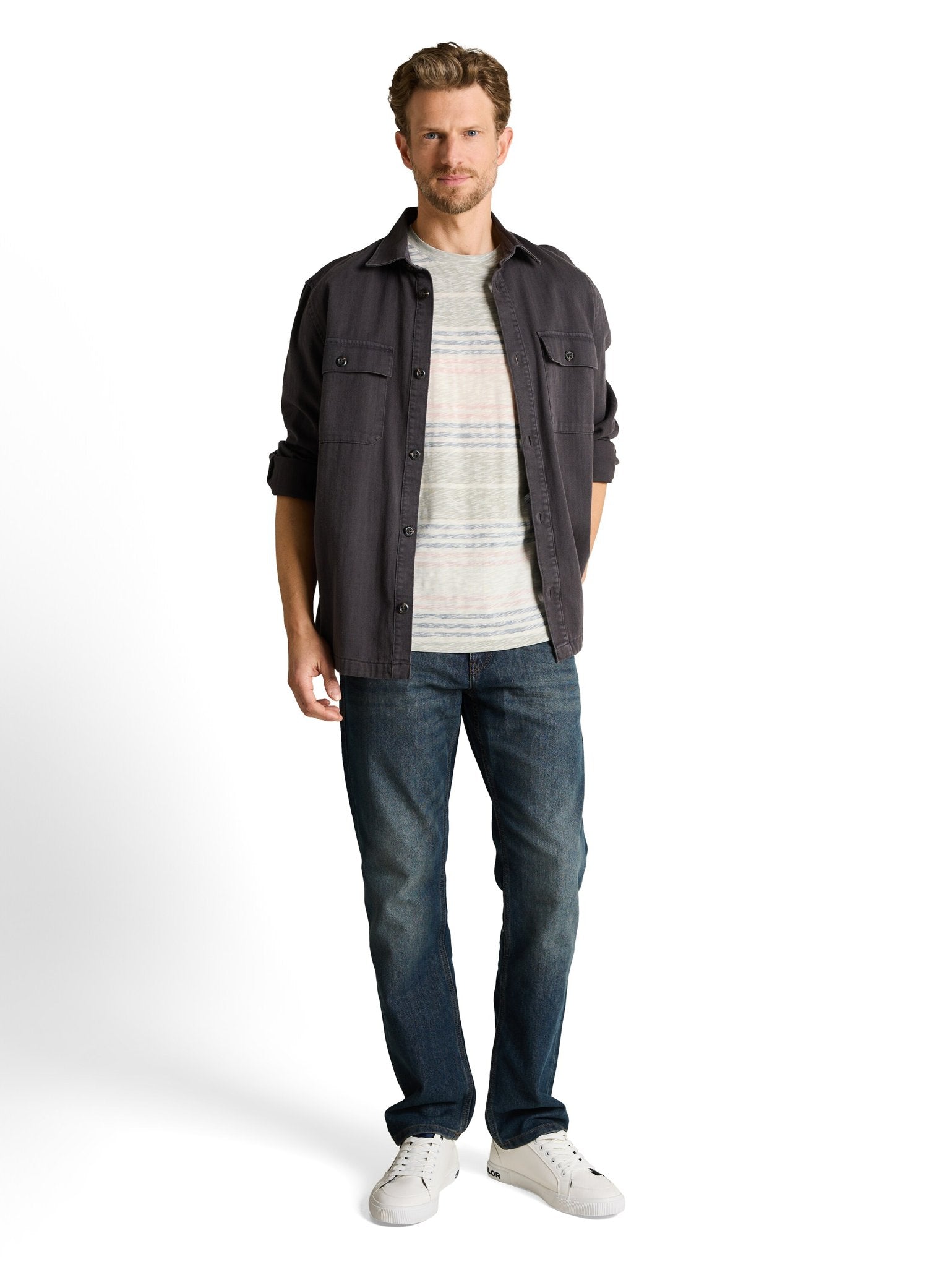 Tom Tailor Herren T-Shirts kurz Rose Teal Multi