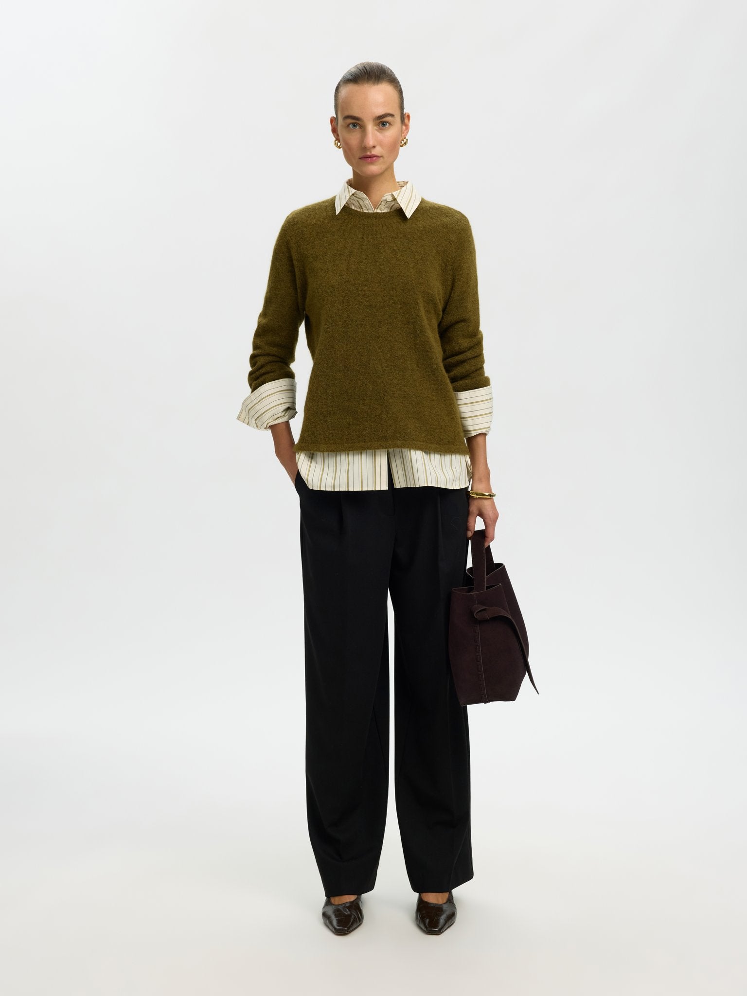 Selected Femme Damen Pullover Fir Green/Melan