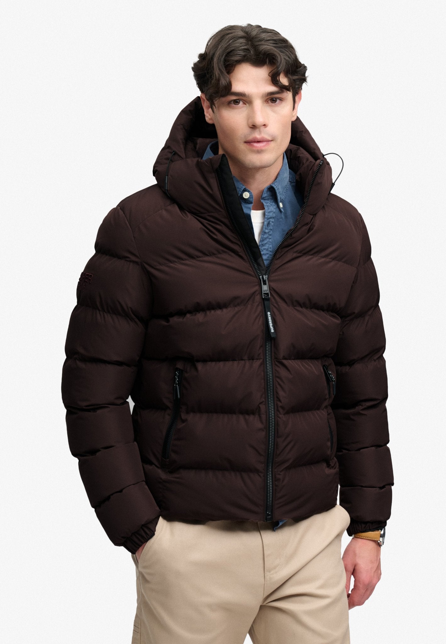 Superdry Men Herren Hemden lang Lj Peak Dark