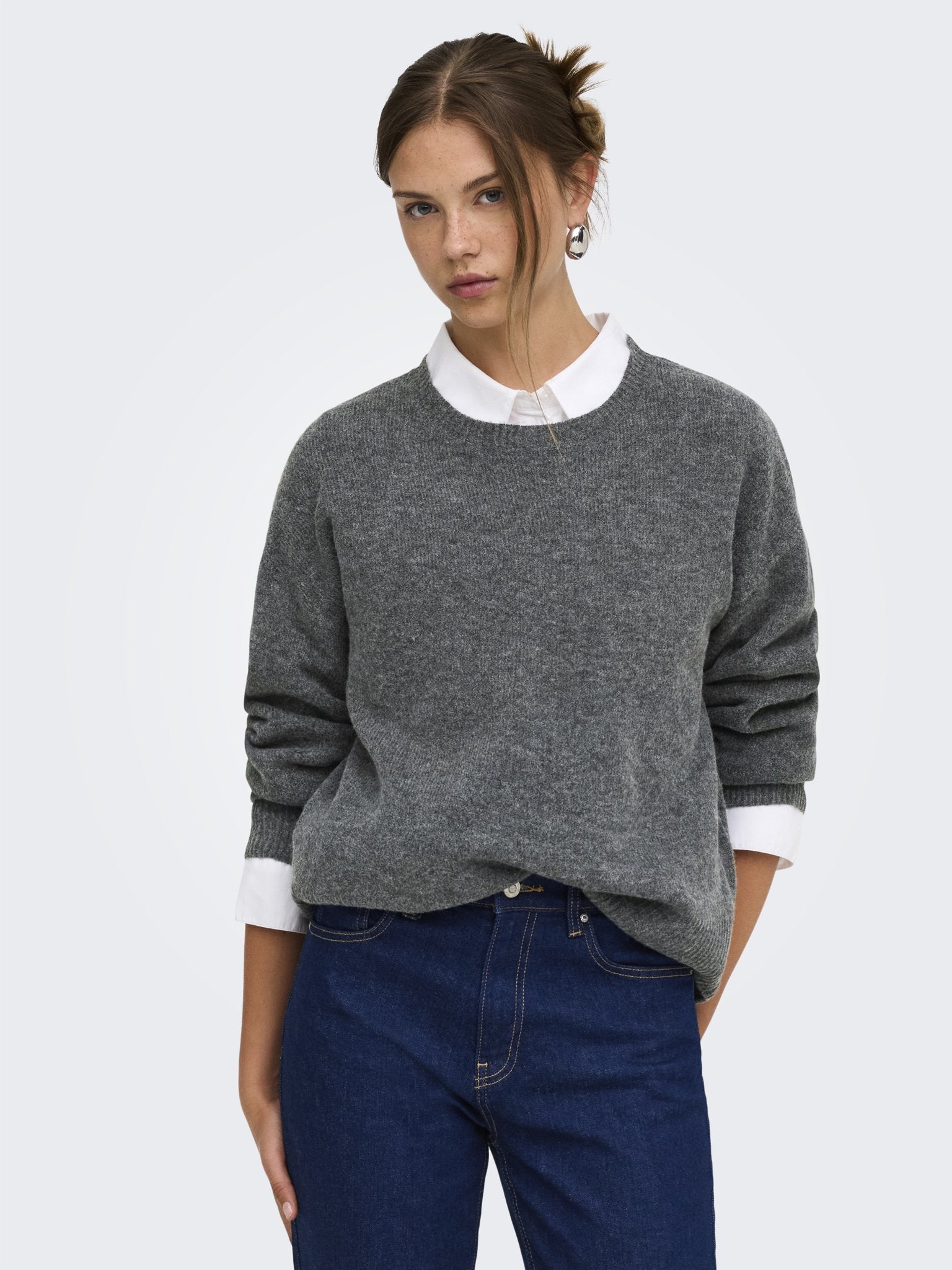 only Damen Pullover Dark Grey Melan