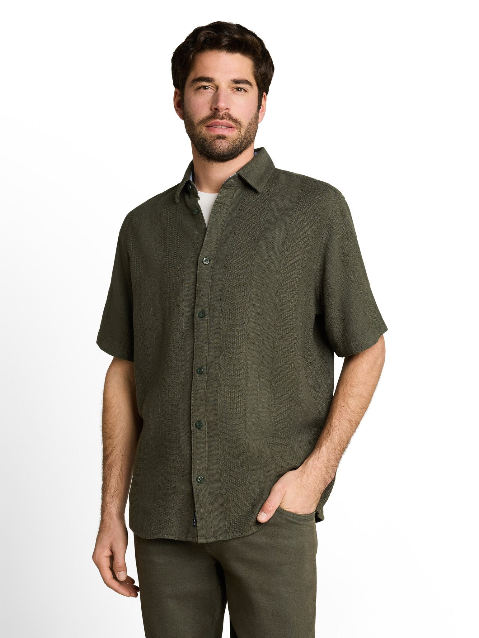 Tom Tailor Herren Hemden kurz Deep Leaf Green