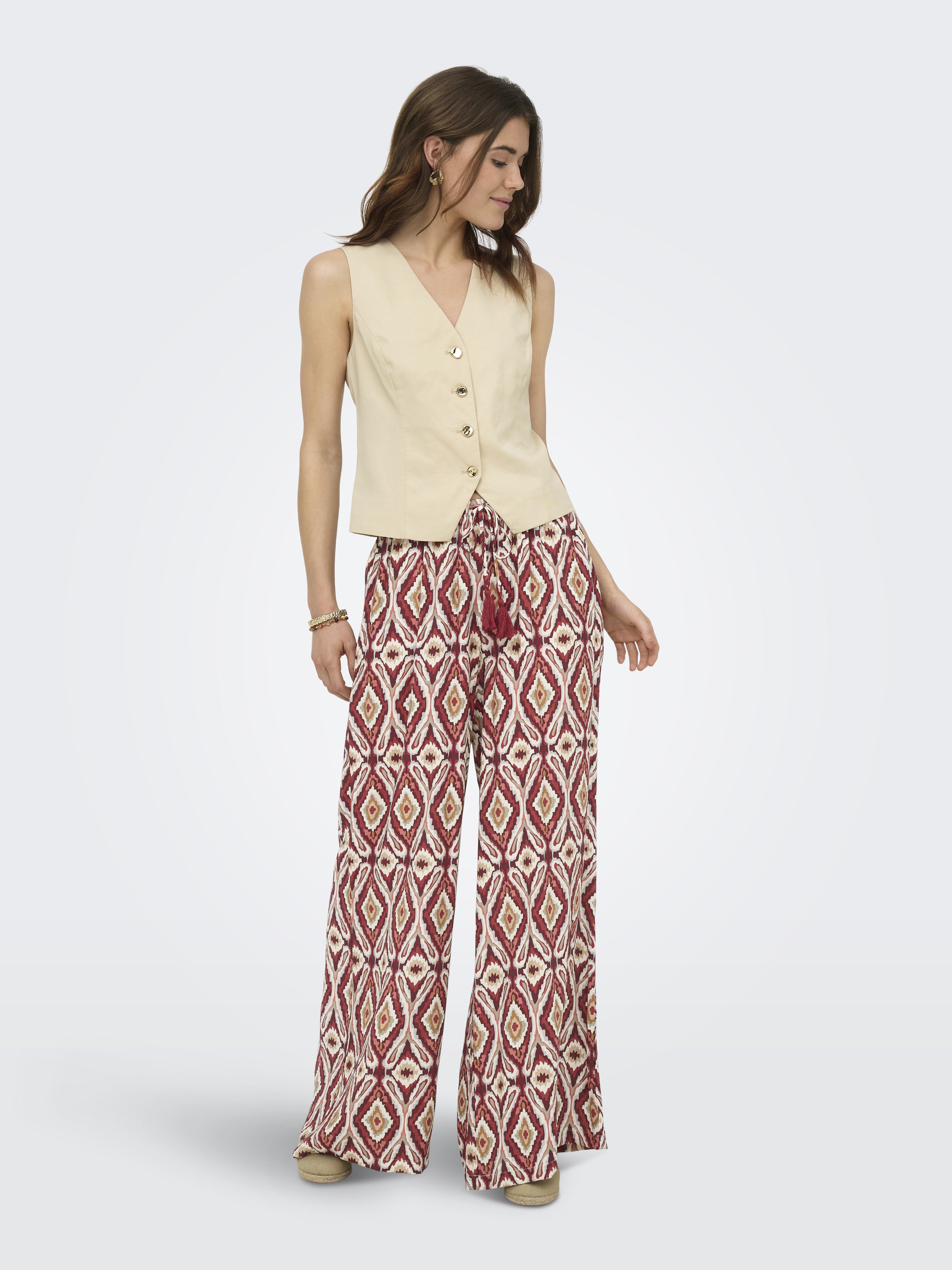 Only Damen Hosen Brick Red/Abstr