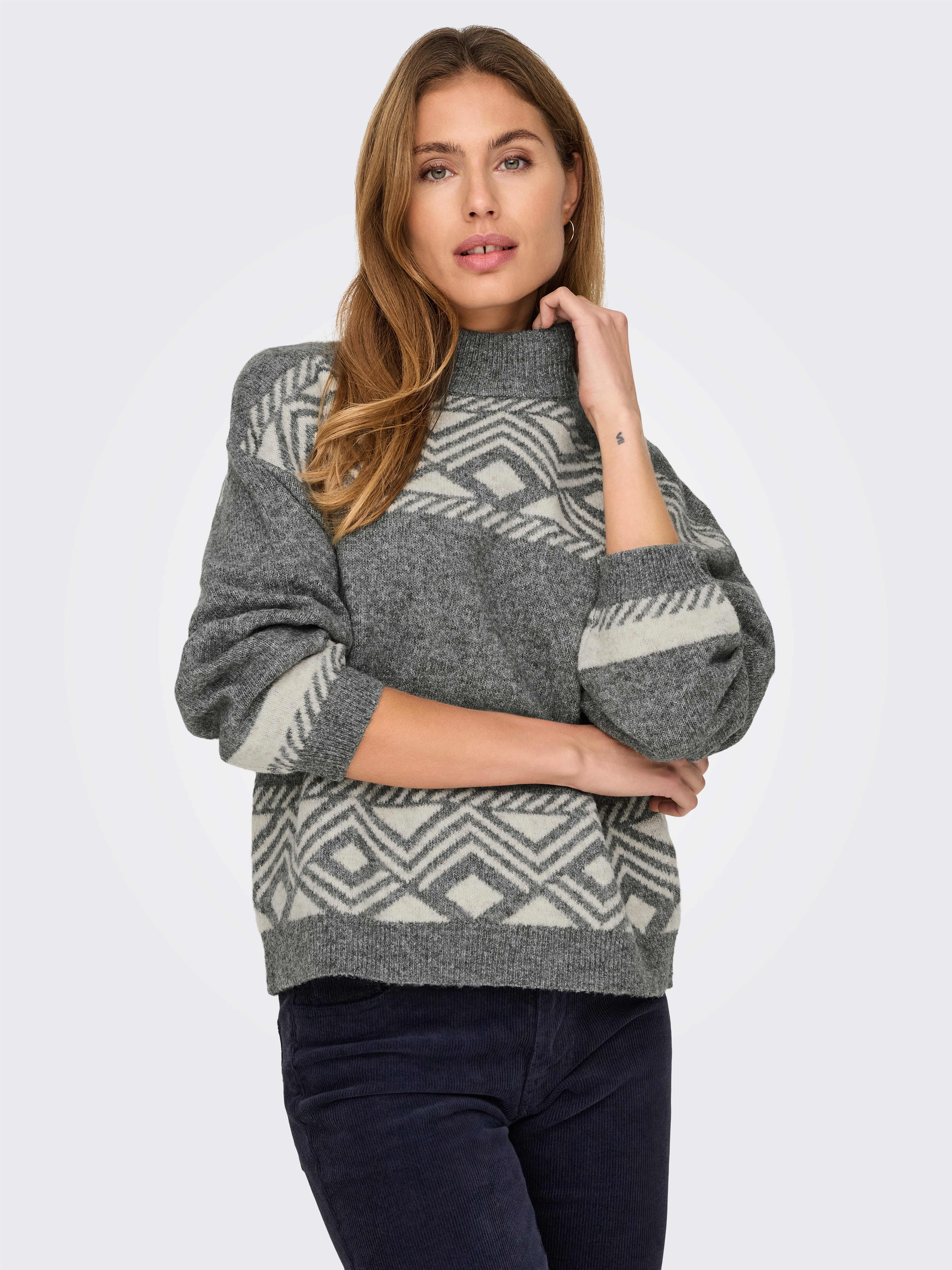 only Damen Pullover Medium Grey Mel