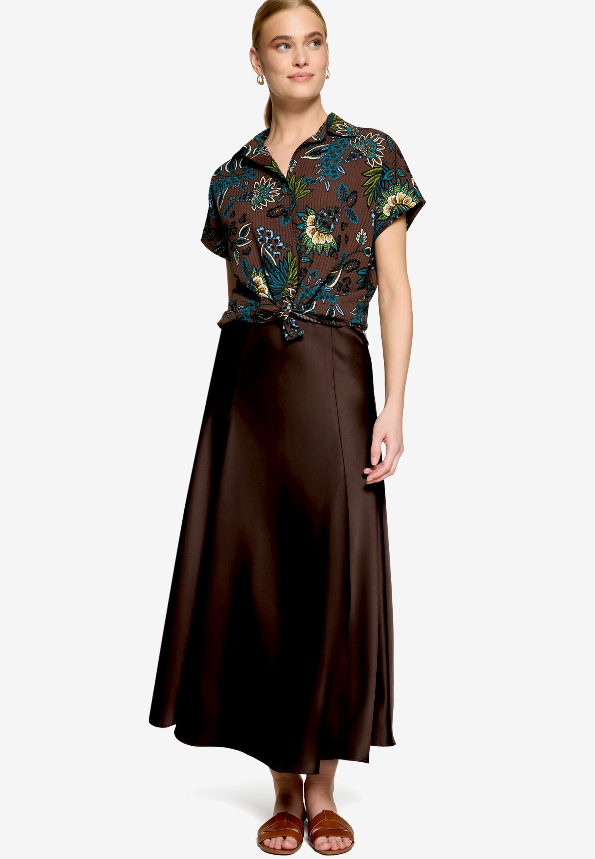 Zero Damen Blusen kurz Brown/Petrol