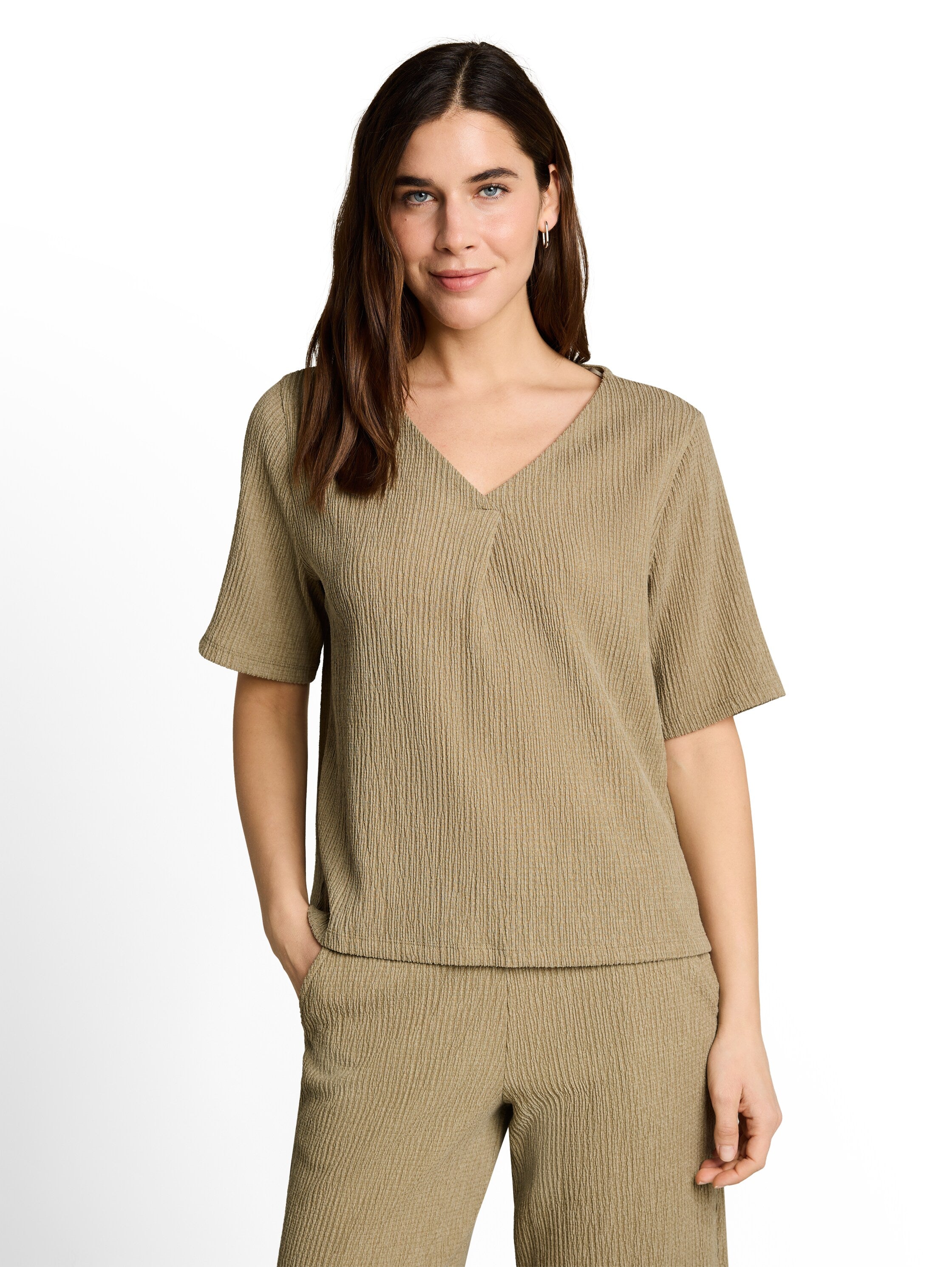 Tom Tailor Damen T-Shirts Olive White Str