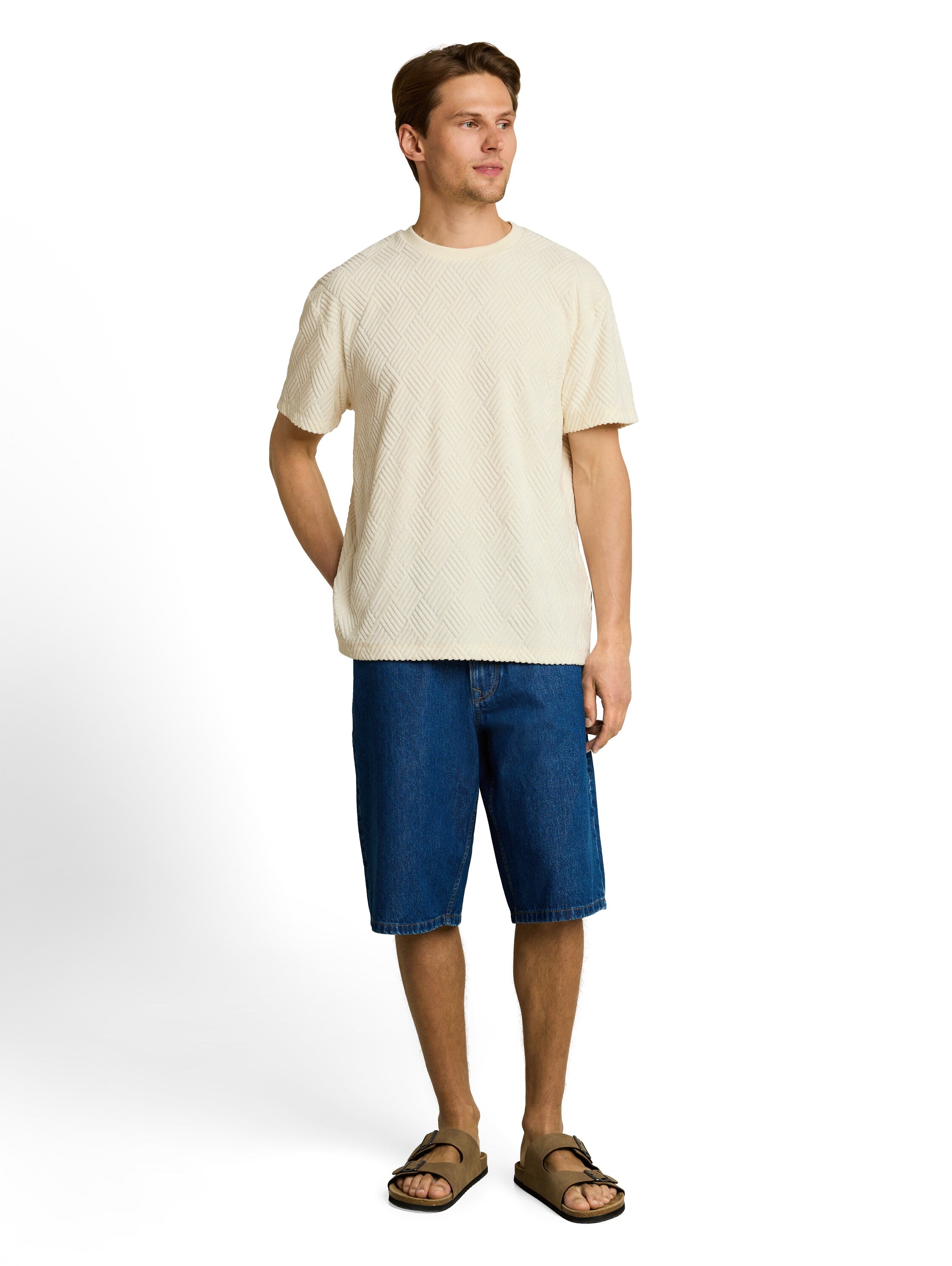 Tom Tailor denim Herren T-Shirts kurz Wool White