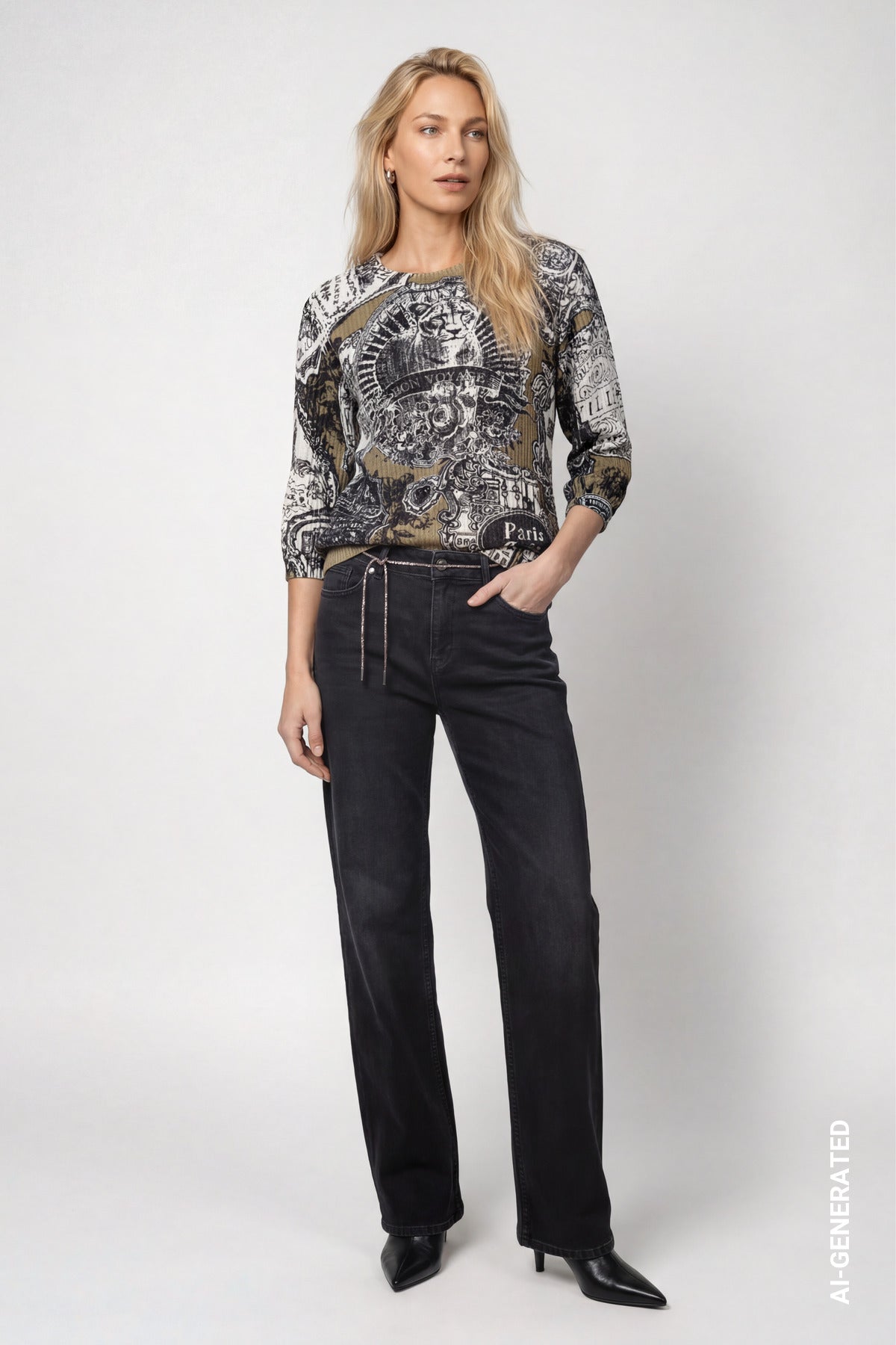 Monari Damen Pullover  Schwarz Gem
