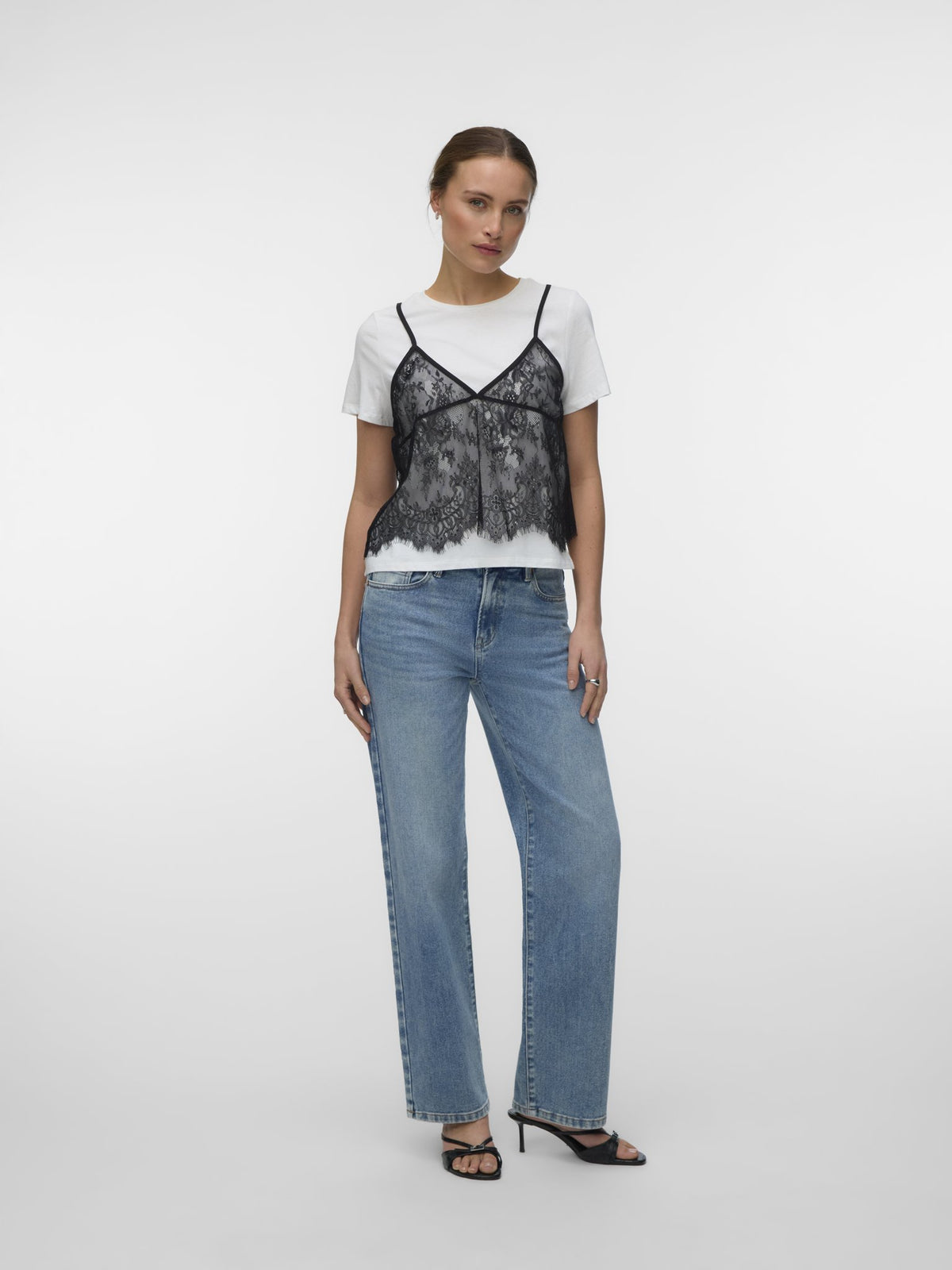 Vero Moda Damen T-Shirts Snow White/Blac