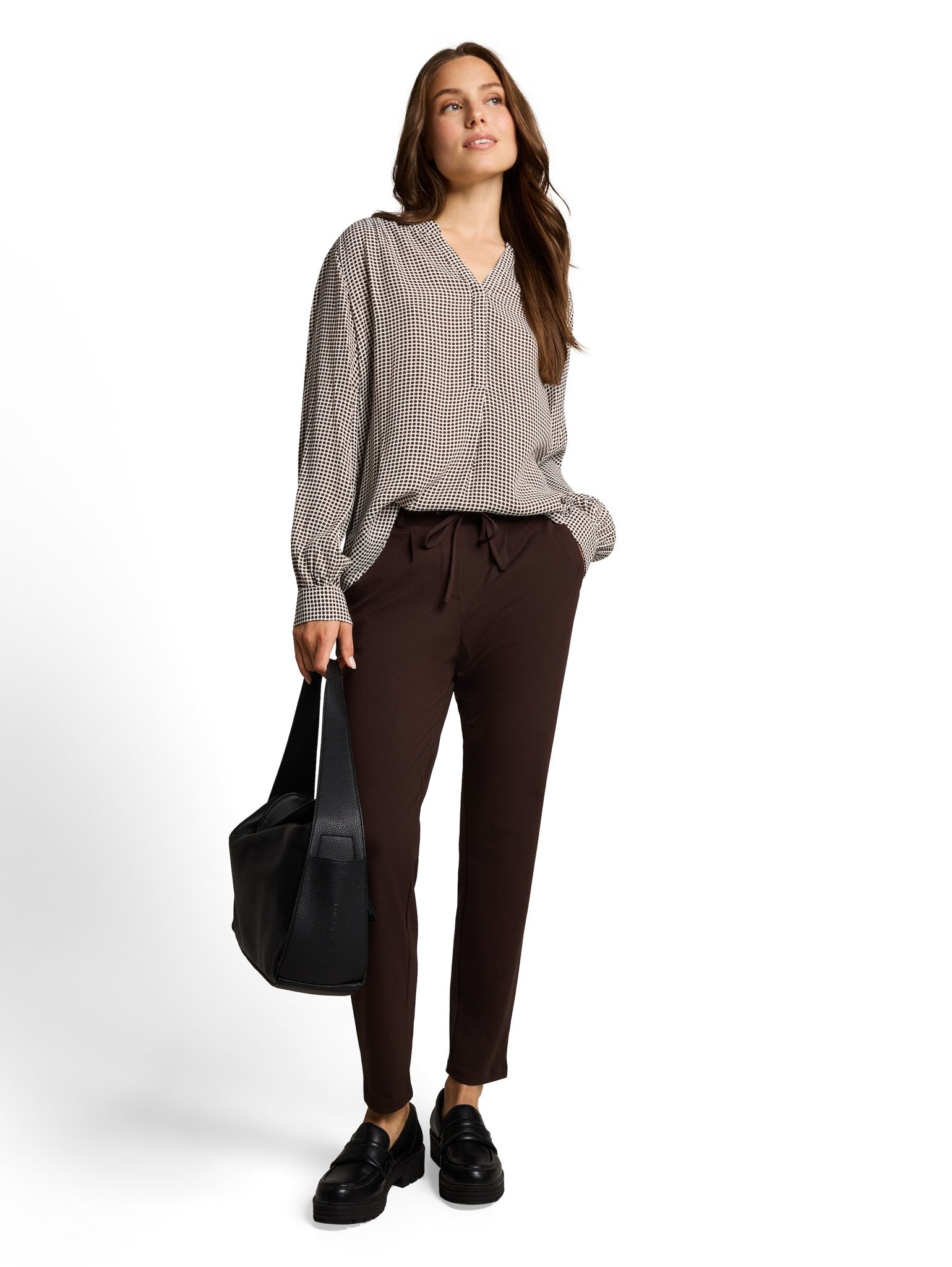 Tom Tailor Damen Blusen kurz Small Brown Dot
