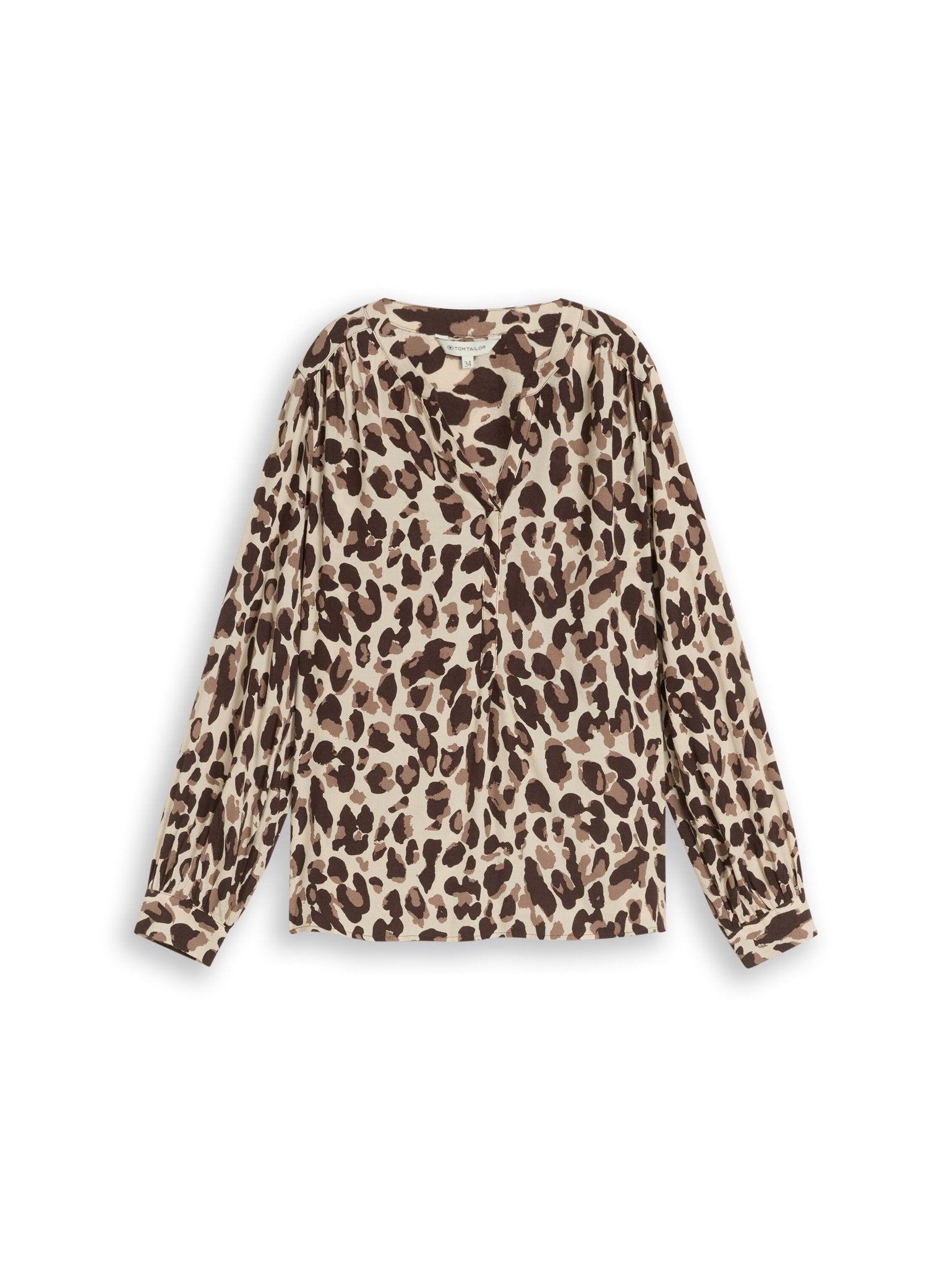 Tom Tailor Damen Blusen kurz Brown Beige Leo