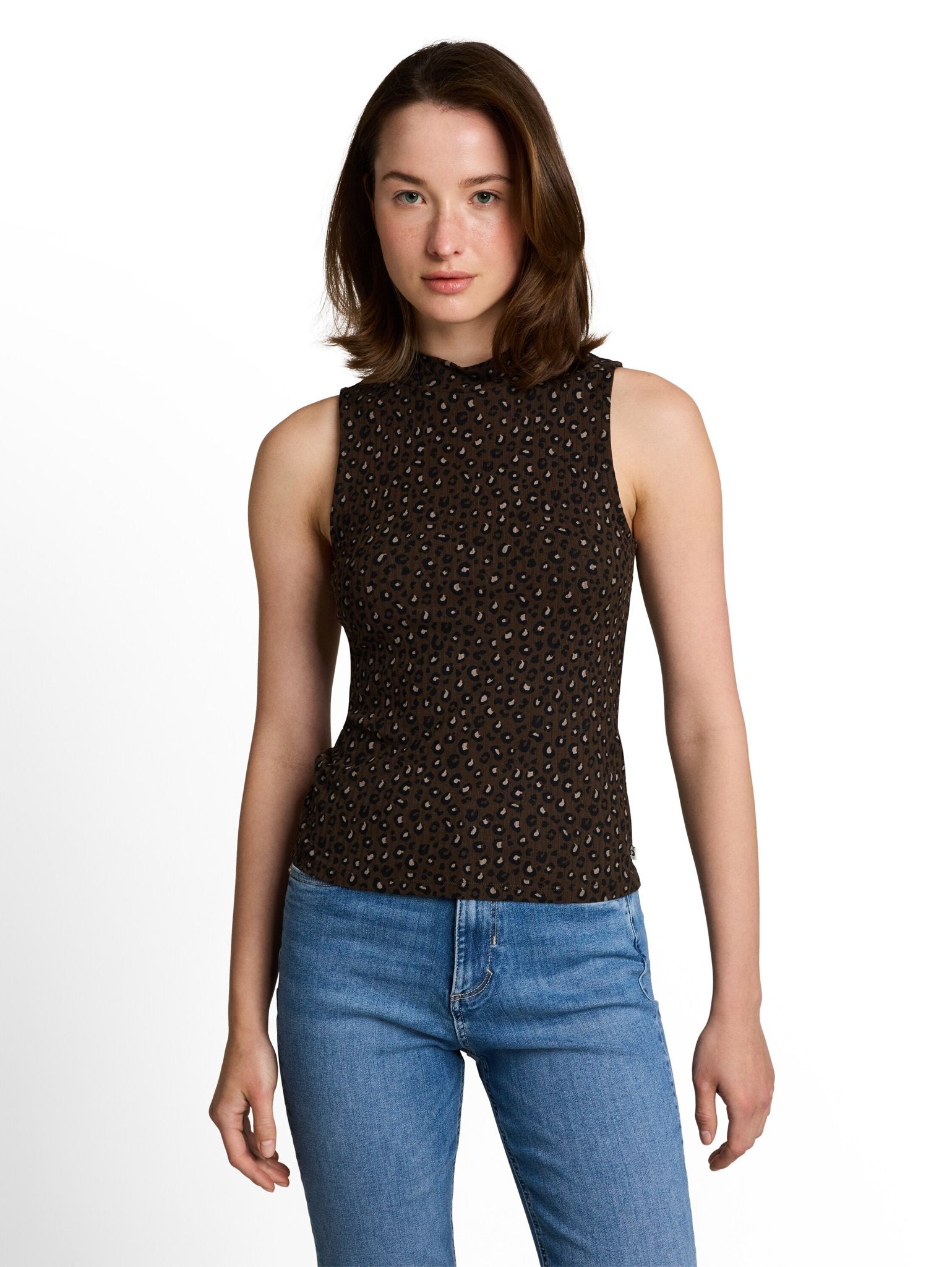 Tom Tailor denim Damen T-Shirts Brown Black Leo